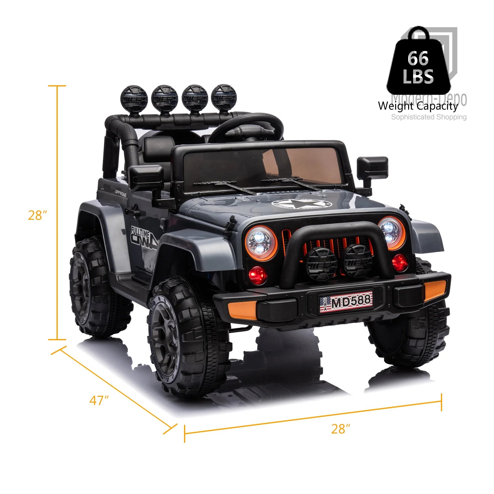Jeep Kids Ride On Car with Parent Remote Control, Customizable Stickers, and LED Lights - 12V - Image 23