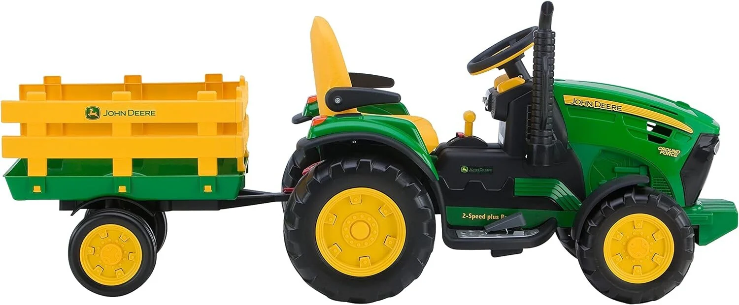 John Deere 12V Ground Force Ride-On Tractor with Trailer - Image 7