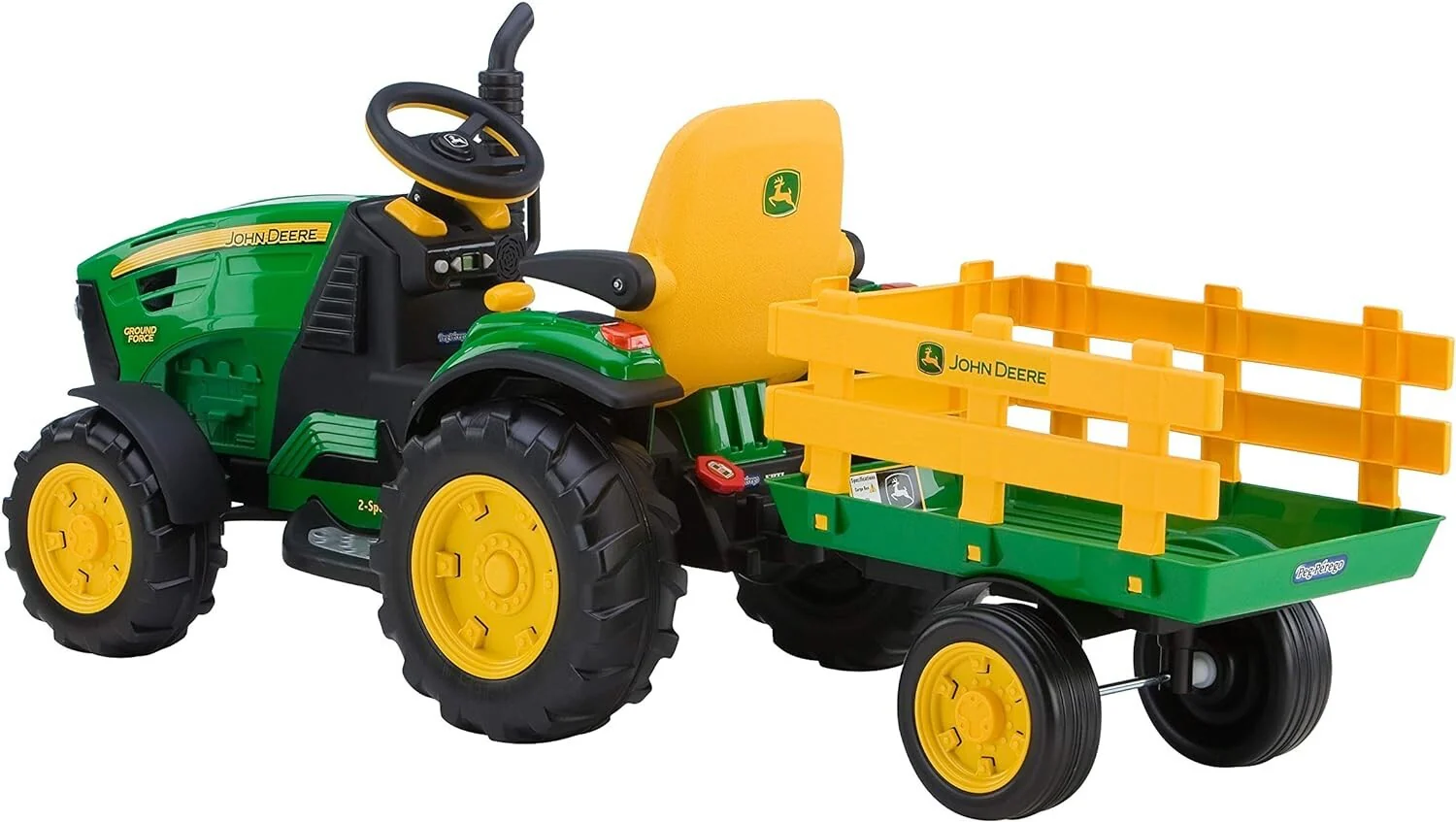 John Deere 12V Ground Force Ride-On Tractor with Trailer - Image 8