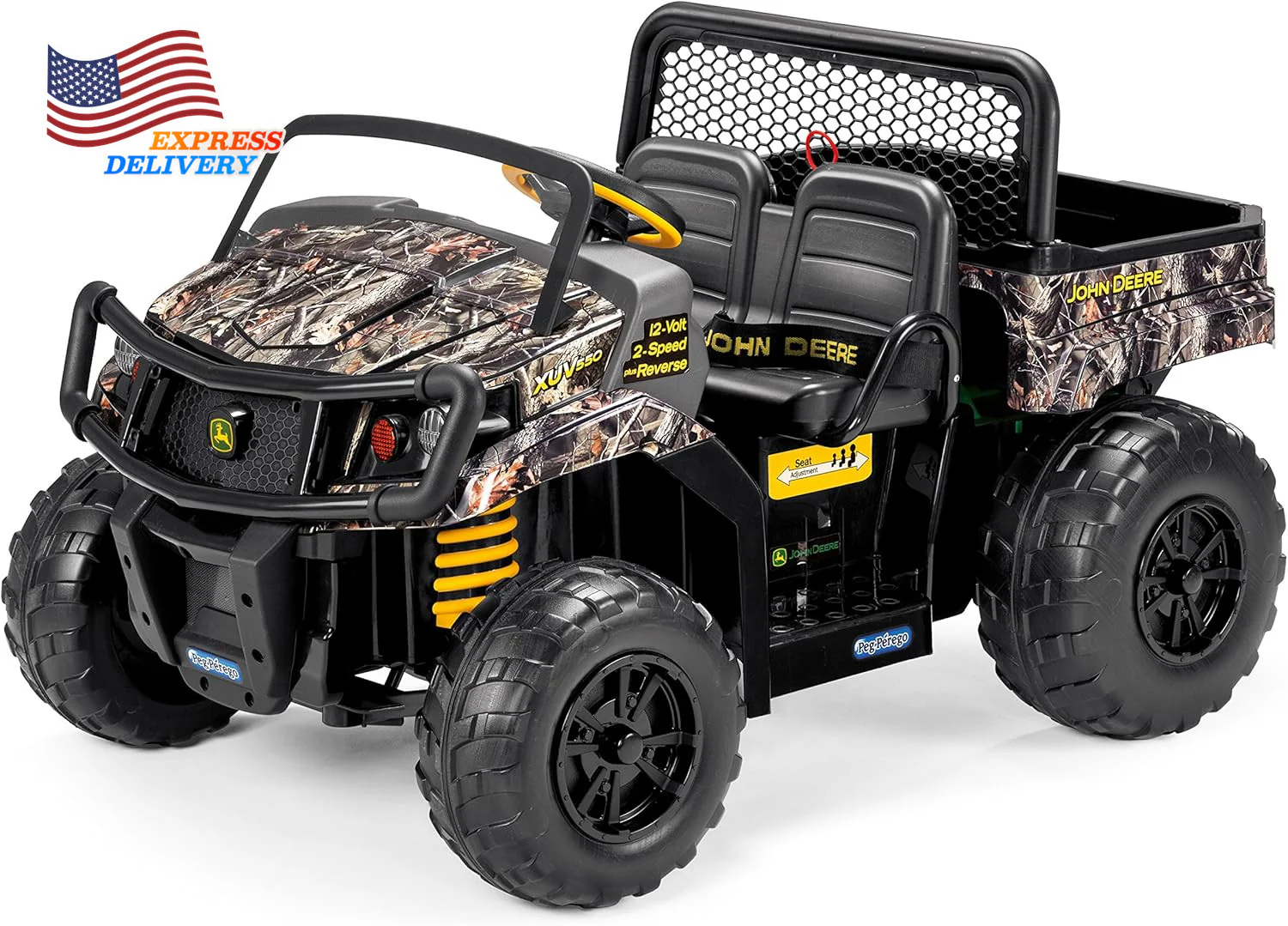 Deere Camo Kids Ride-On Battery-Powered Gator XUV with Dump Bed and Tailgate for Ages 3-8 - Image 2