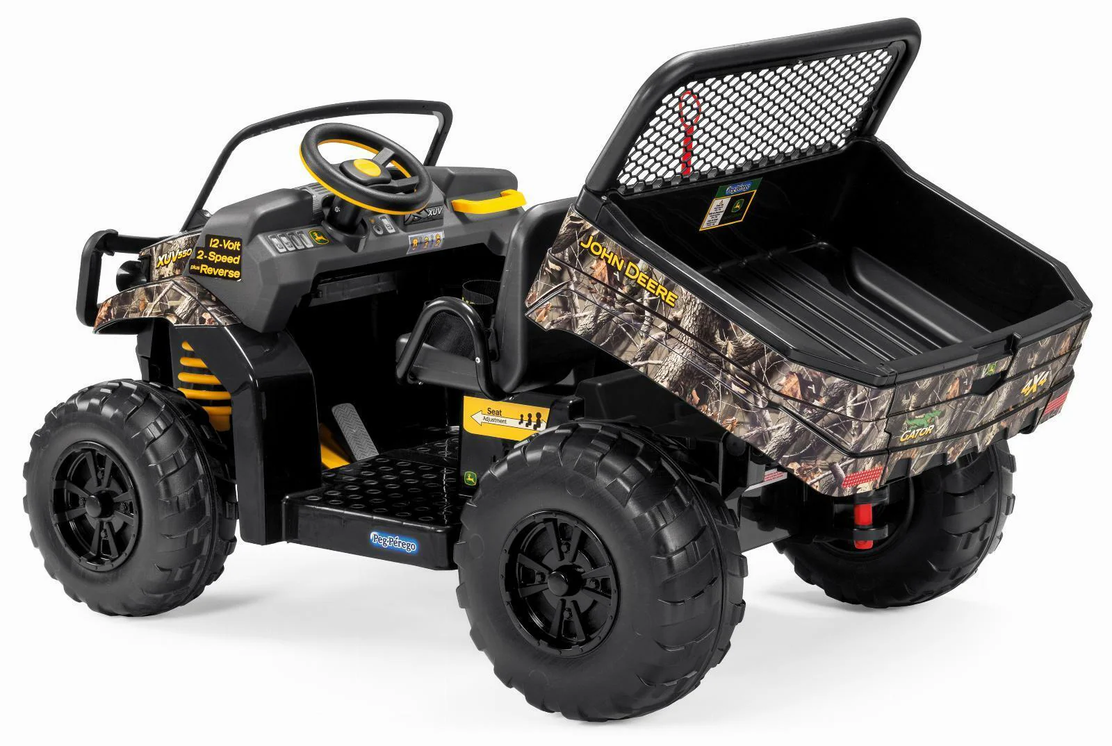 John Deere Camouflage Children's Electric Ride-On Gator XUV with Dumping Cargo Bed - Suitable for Ages 3 to 8 - Image 8