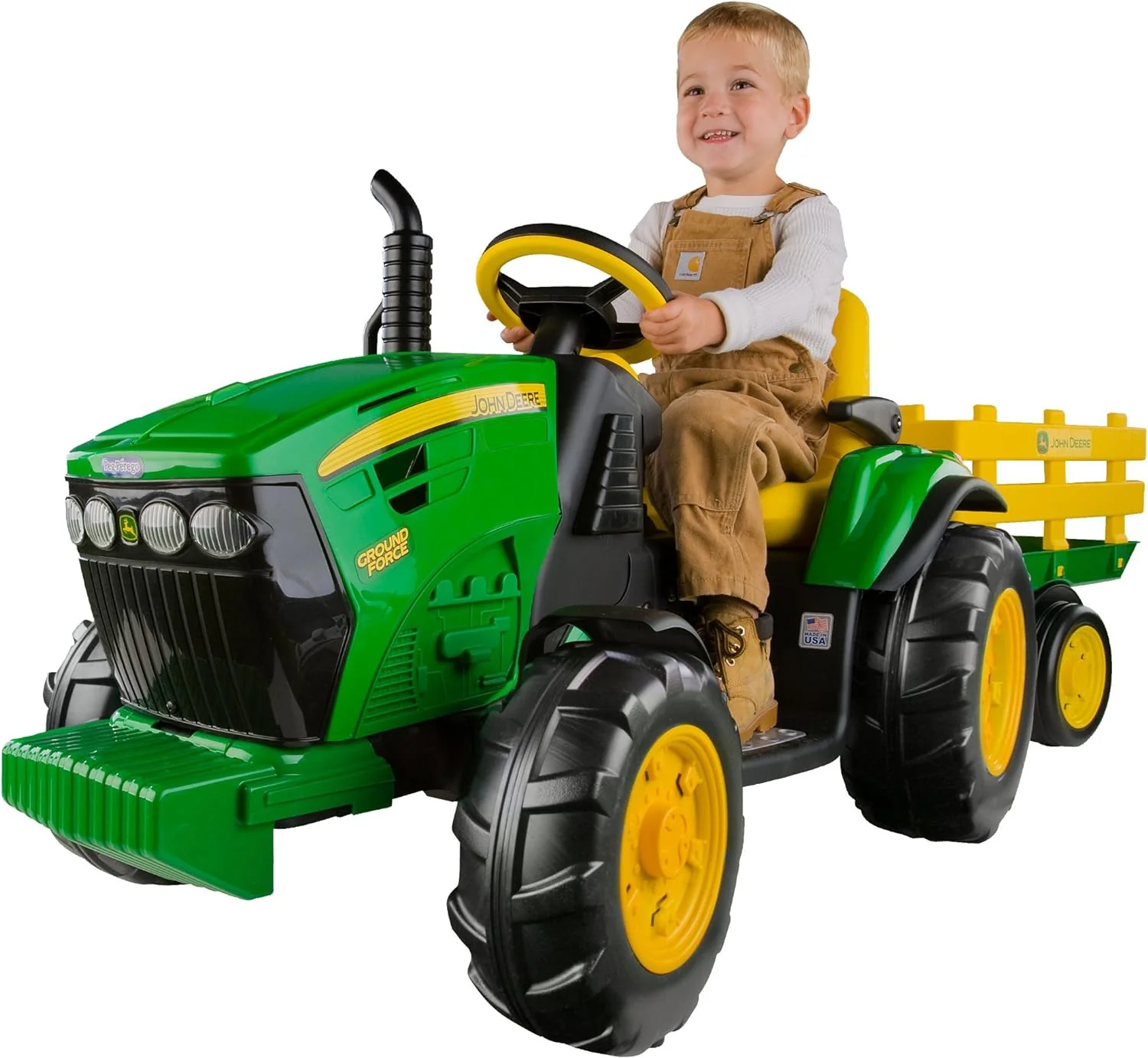 John Deere 12V Ground Force Ride-On Tractor with Trailer - Image 13