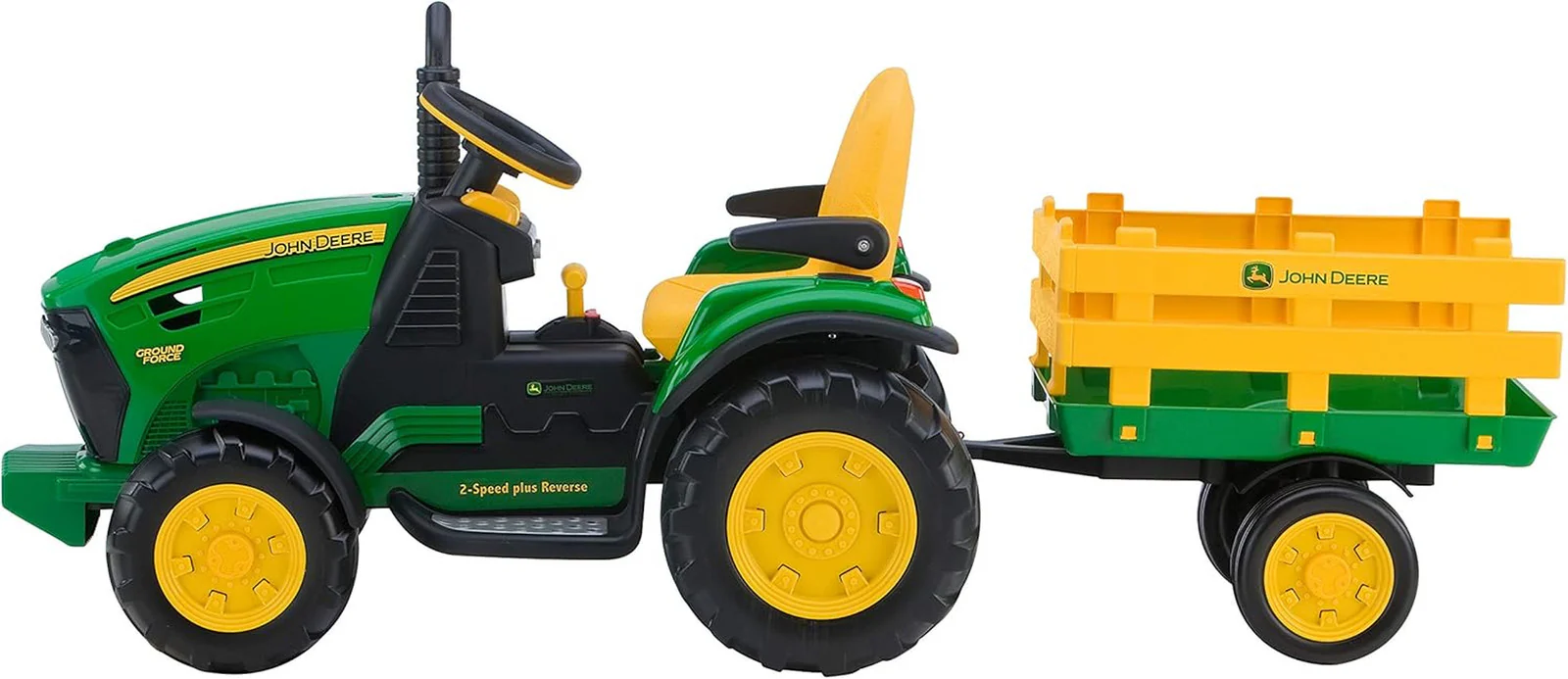 John Deere 12V Ground Force Ride-On Tractor with Trailer - Image 9