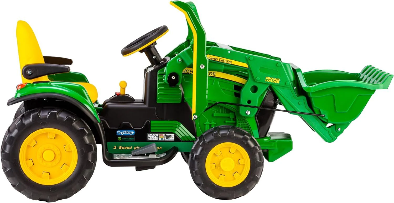 12 Volt Green Ride-On Ground Loader Toy Vehicle with Working Loader Arm - Image 2