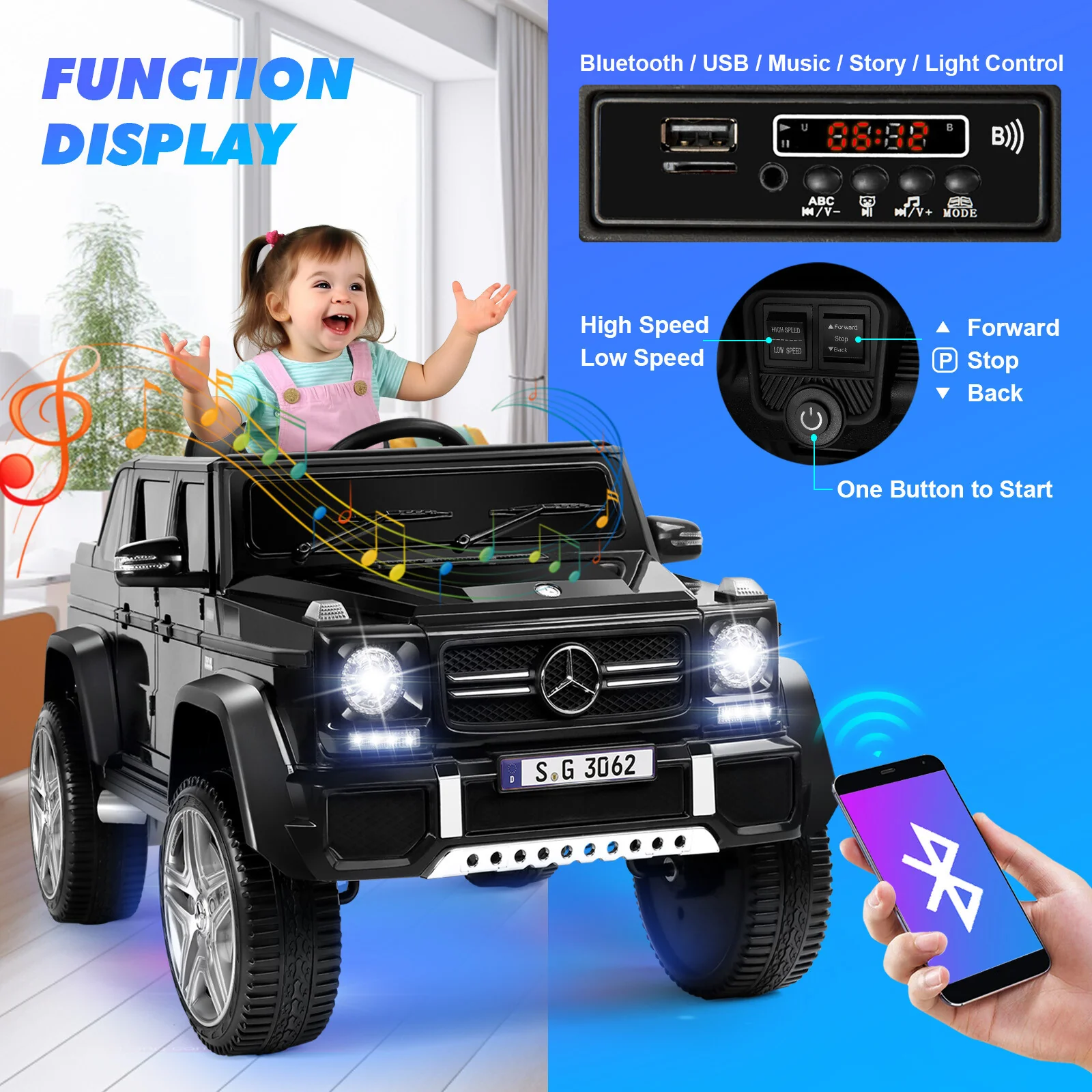 12V Electric Ride-On Truck for Kids with Remote Control and Music Features - Image 3