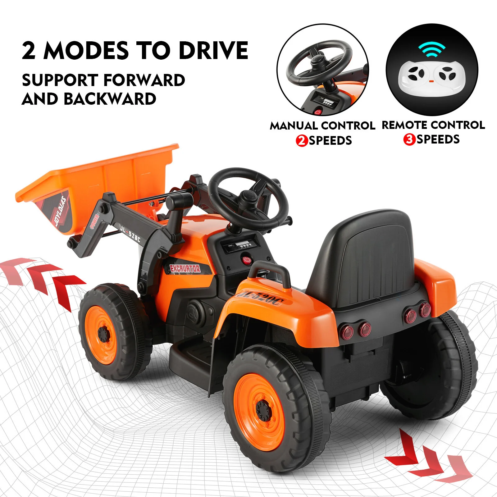 12V Battery Powered Kids Ride-On Excavator Truck Digger with 3 Speeds, Music, and Remote Control - Image 19