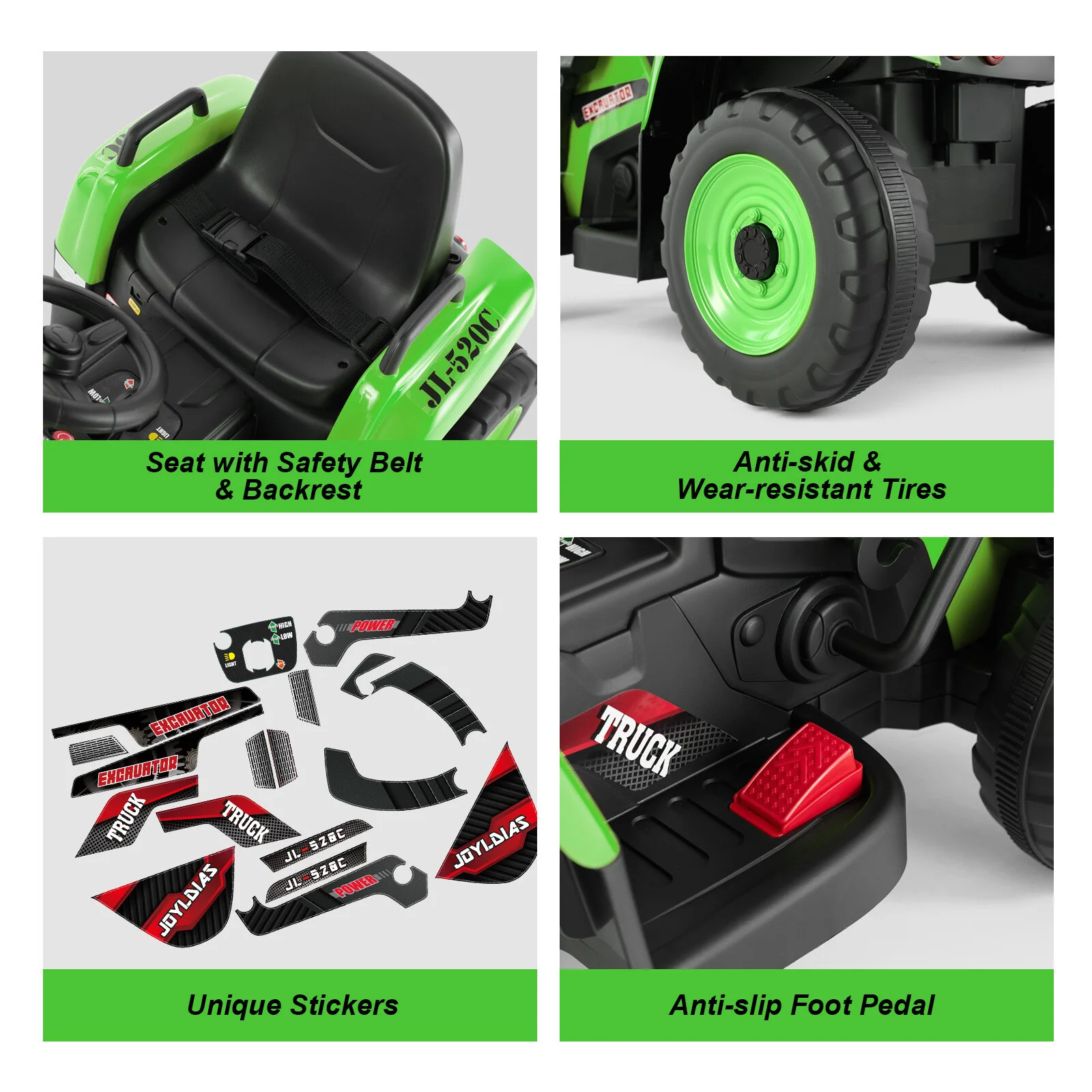 12V Battery Powered Kids Ride-On Excavator Truck Digger with 3 Speeds, Music, and Remote Control - Image 34