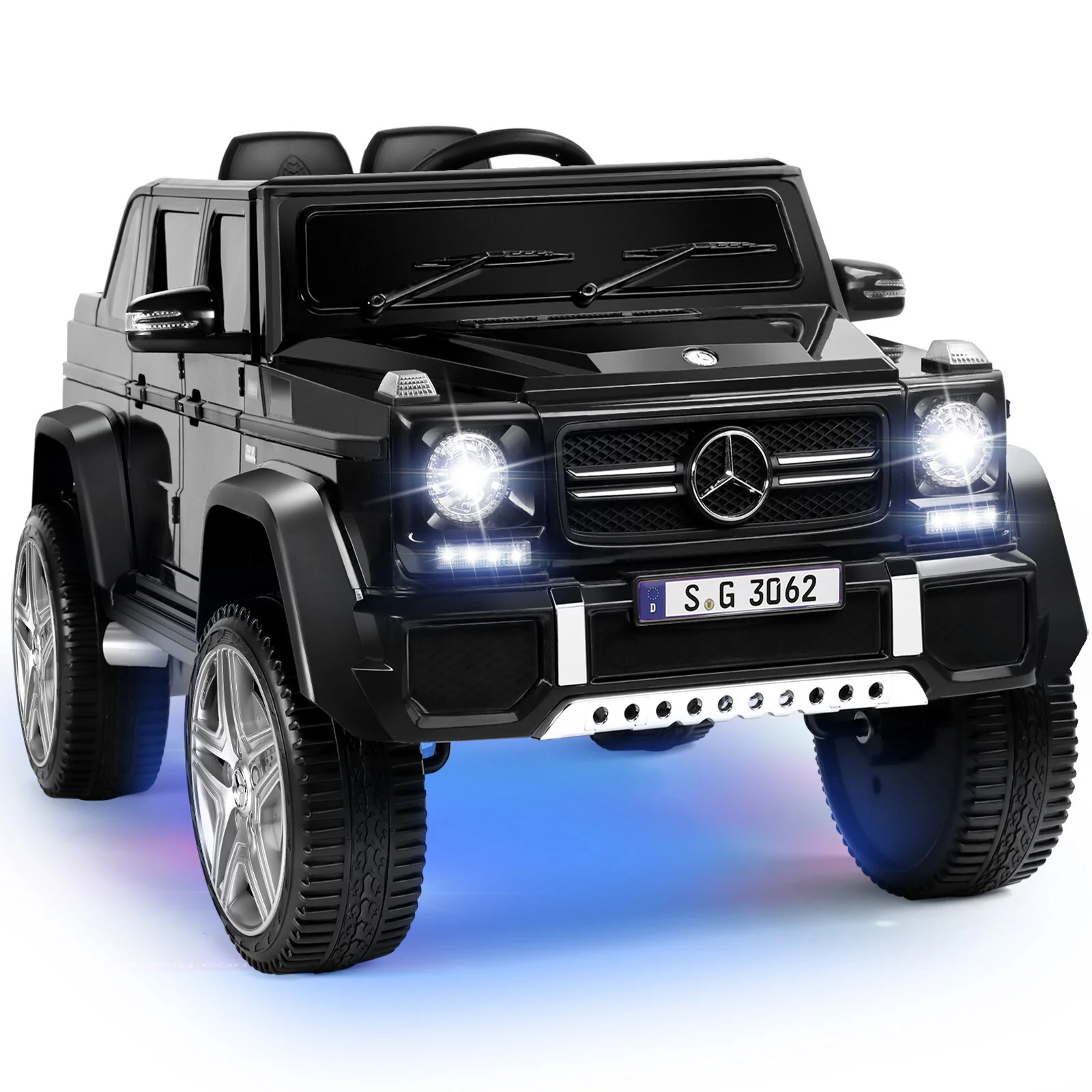 12V Black Kids Ride-On Car Truck with Battery, LED Lights, Music, and Remote Control - Image 22