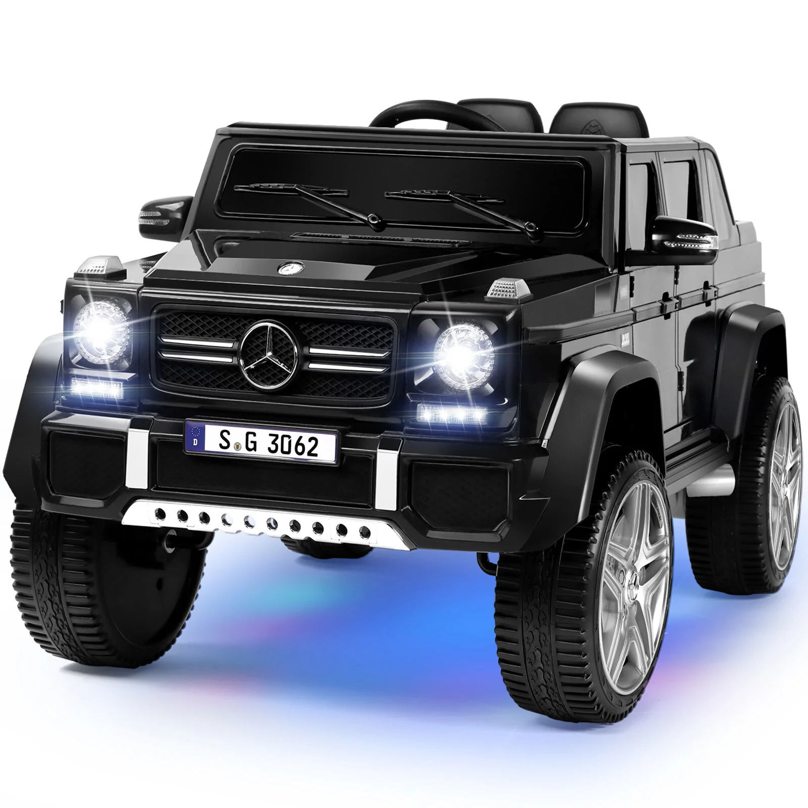 12V Black Kids Ride-On Car Truck with Battery, LED Lights, Music, and Remote Control - Image 24