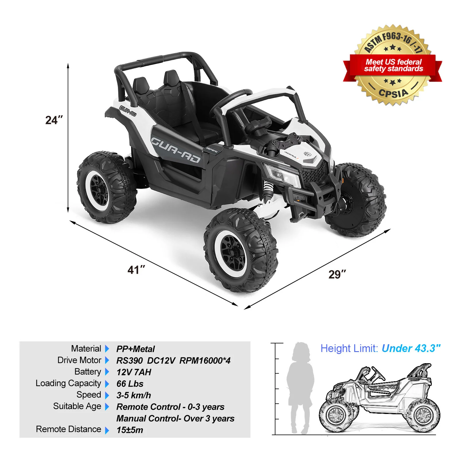 12V Electric 4WD Off-Road Ride-On UTV for Kids with Remote Control - Image 16