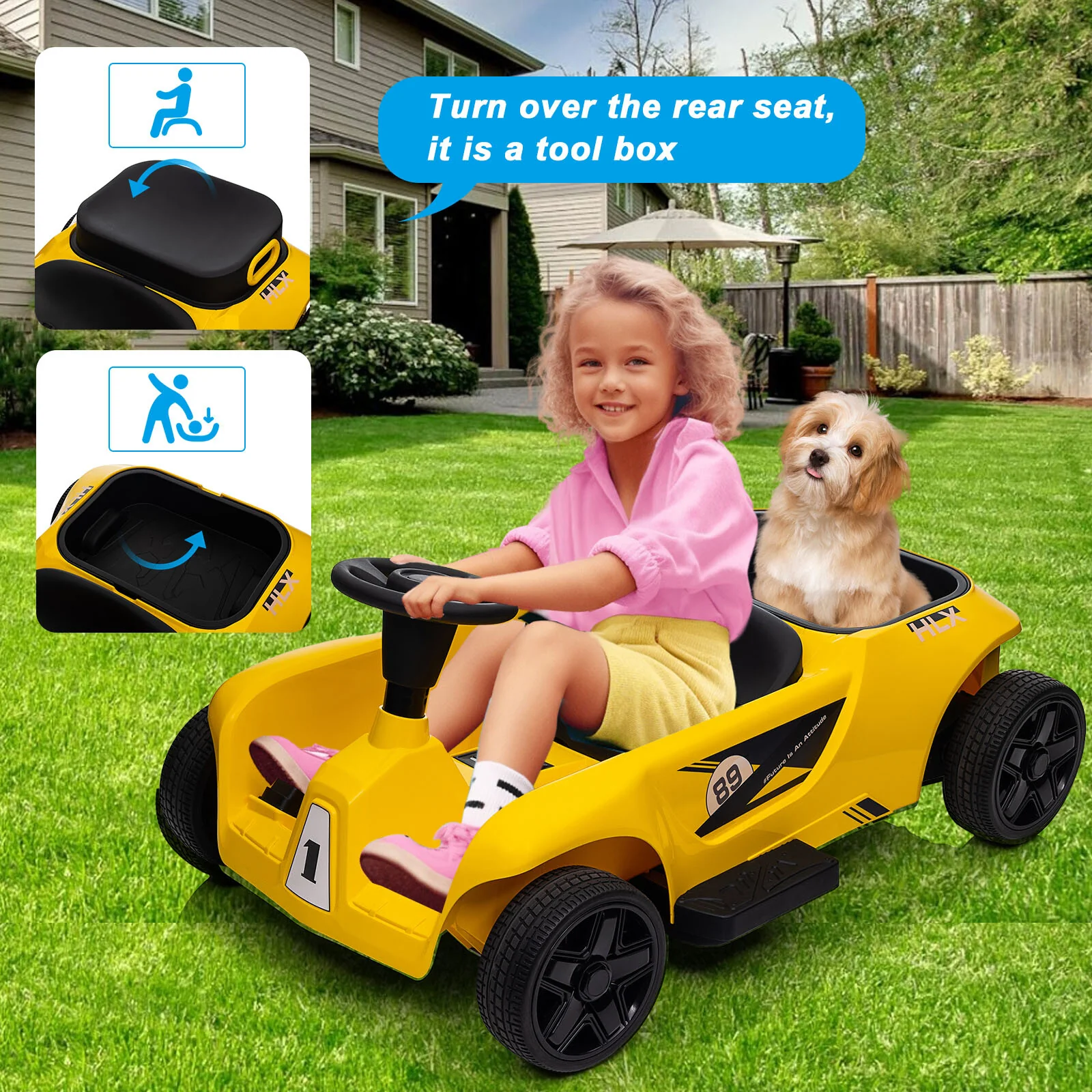 24V Two-Seater Kids Ride-On Car with Remote Control and 3-Speed Parent-Child Go Kart - Image 6