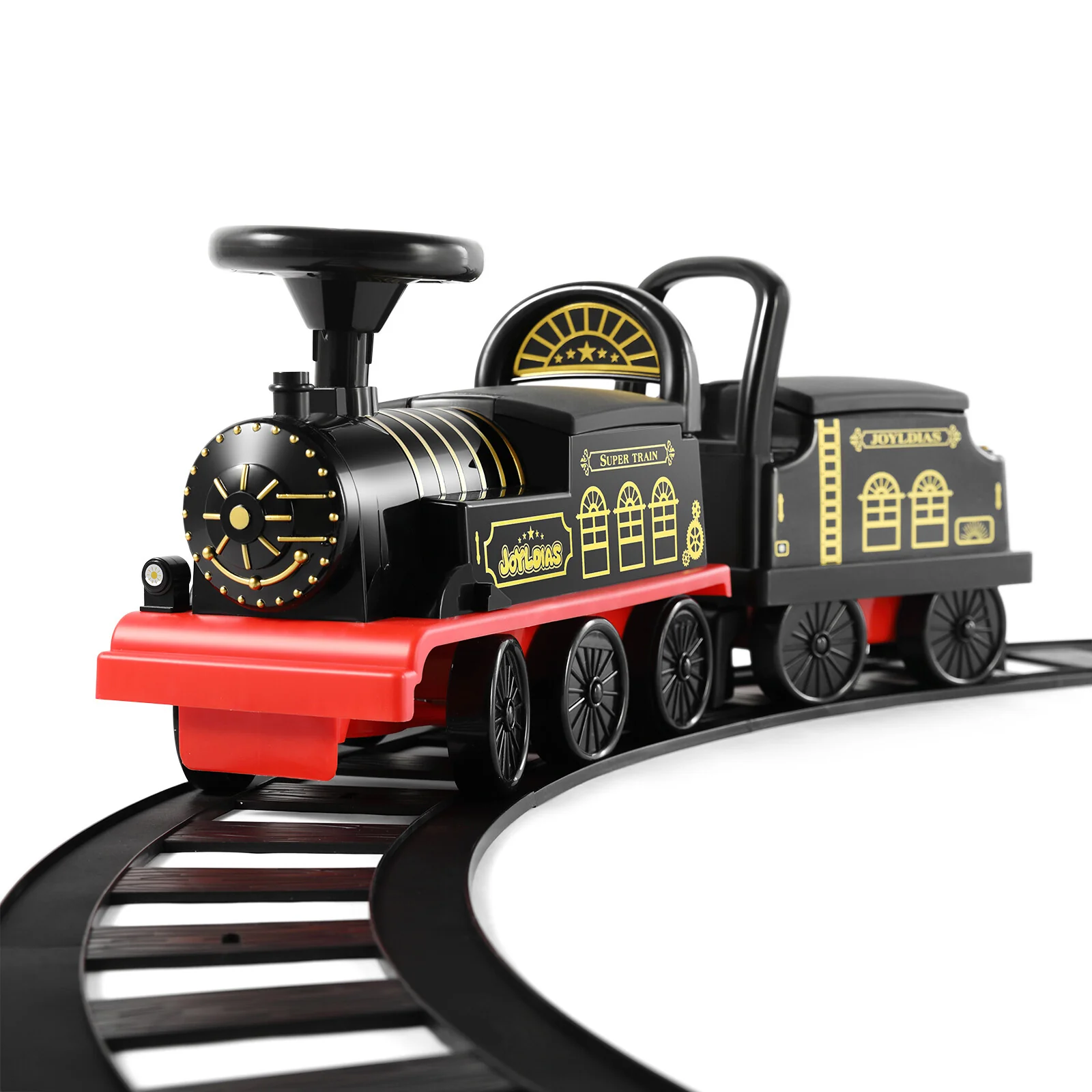 6V Black/Blue Electric Ride-On Train with Storage and Lights for 1–3 Year Olds - Image 7