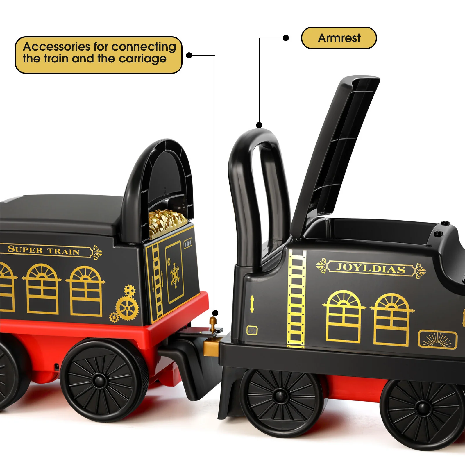 6V Ride-On Train Toy with Lights and Music for Toddlers 1-3 Years Black/Blue - Image 26