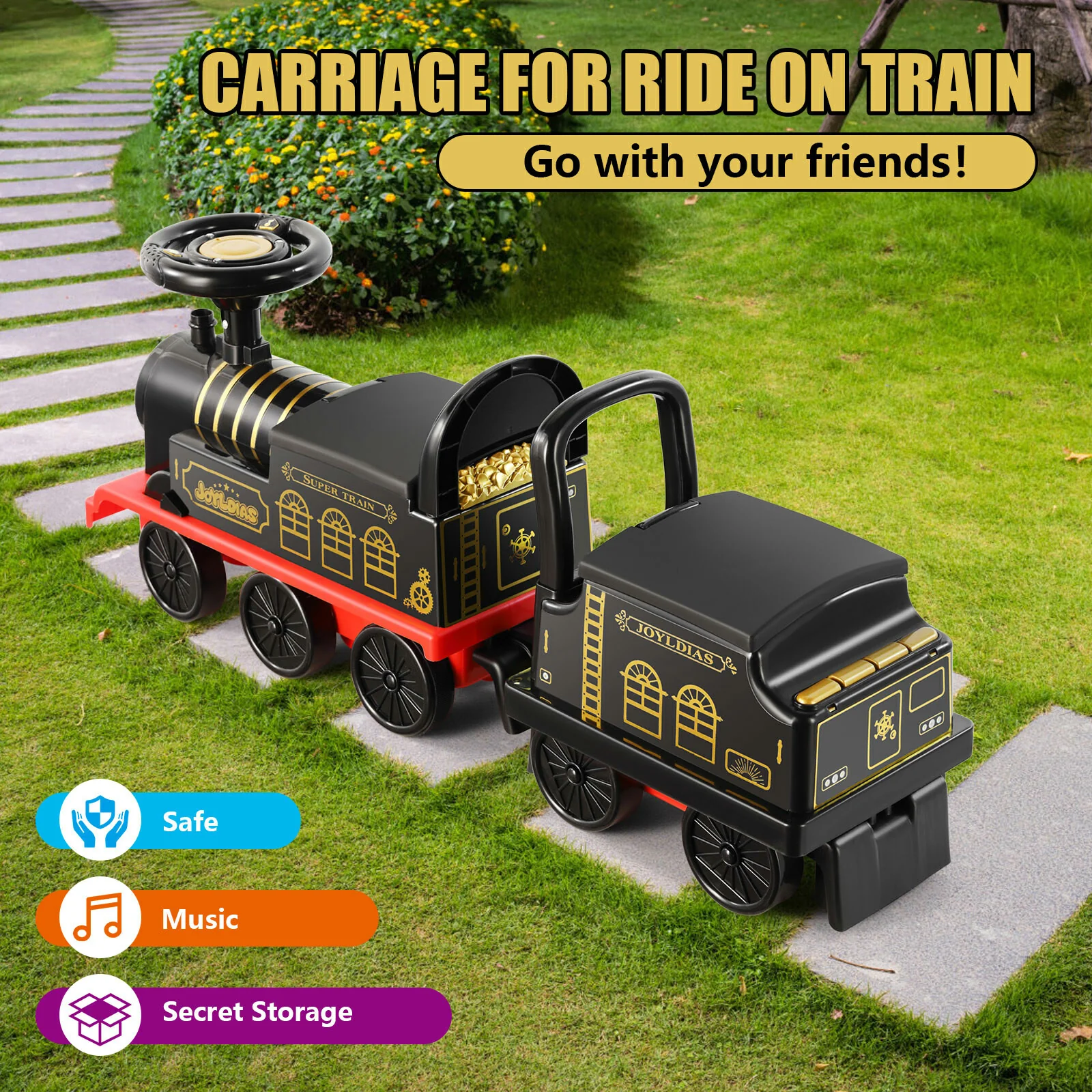 6V Ride-On Train Toy with Lights and Music for Toddlers 1-3 Years Black/Blue - Image 41