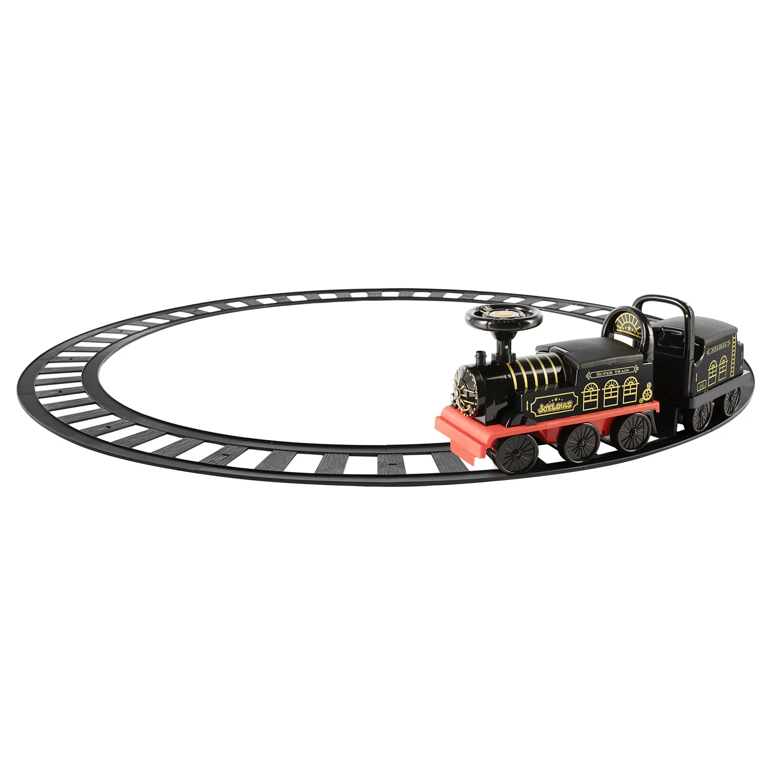 6V Electric Ride-On Train Toy for Kids with Tracks, Music, Lights and Whistle - Image 4
