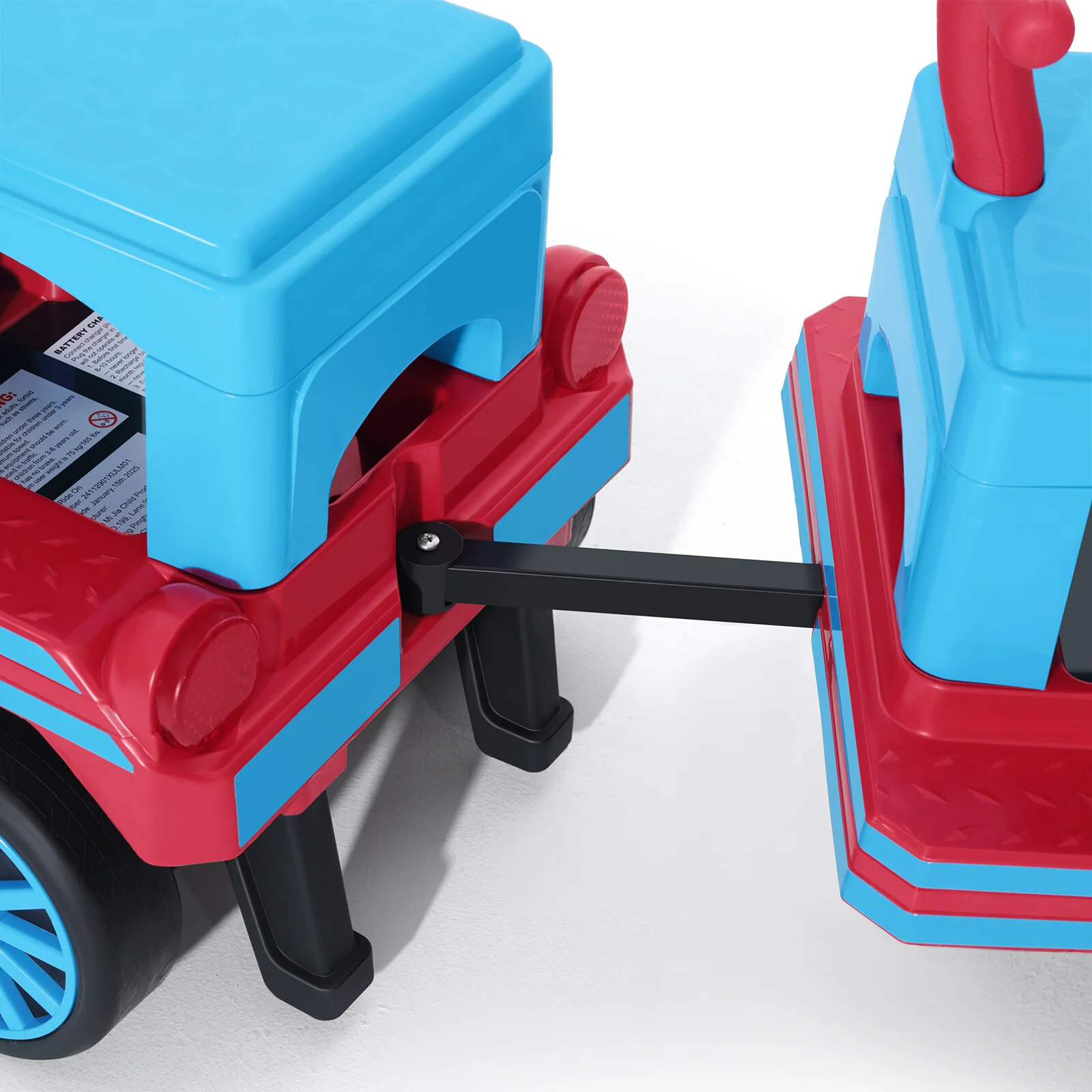 Large 12V Electric 2-Seater Blue Kids Ride-On Train with Carriage and 2 Speeds - Image 16