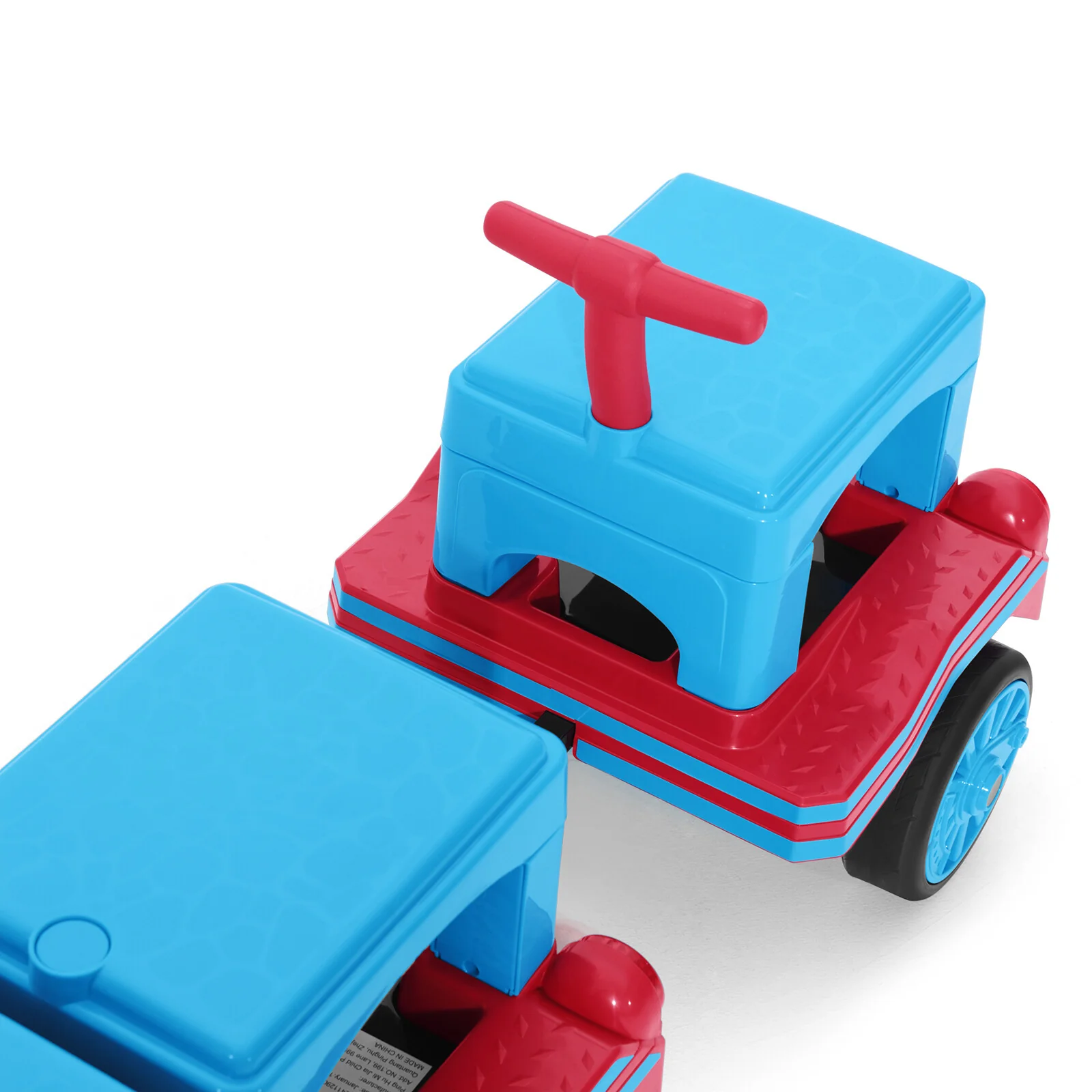 Large 12V Electric 2-Seater Blue Kids Ride-On Train with Carriage and 2 Speeds - Image 17