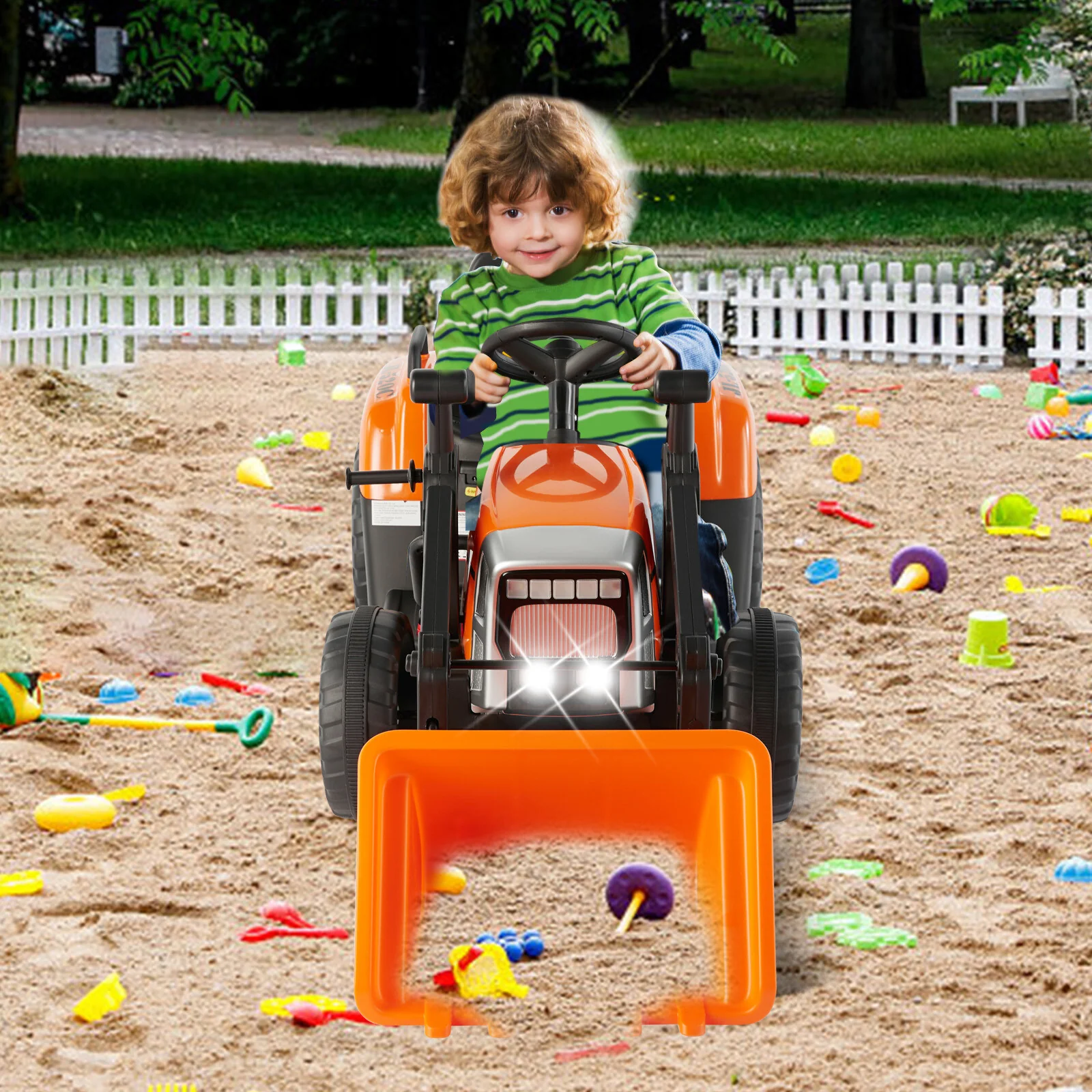 12V Orange Electric Ride-On Excavator with Remote Control for Kids Boys and Girls Gift - Image 3