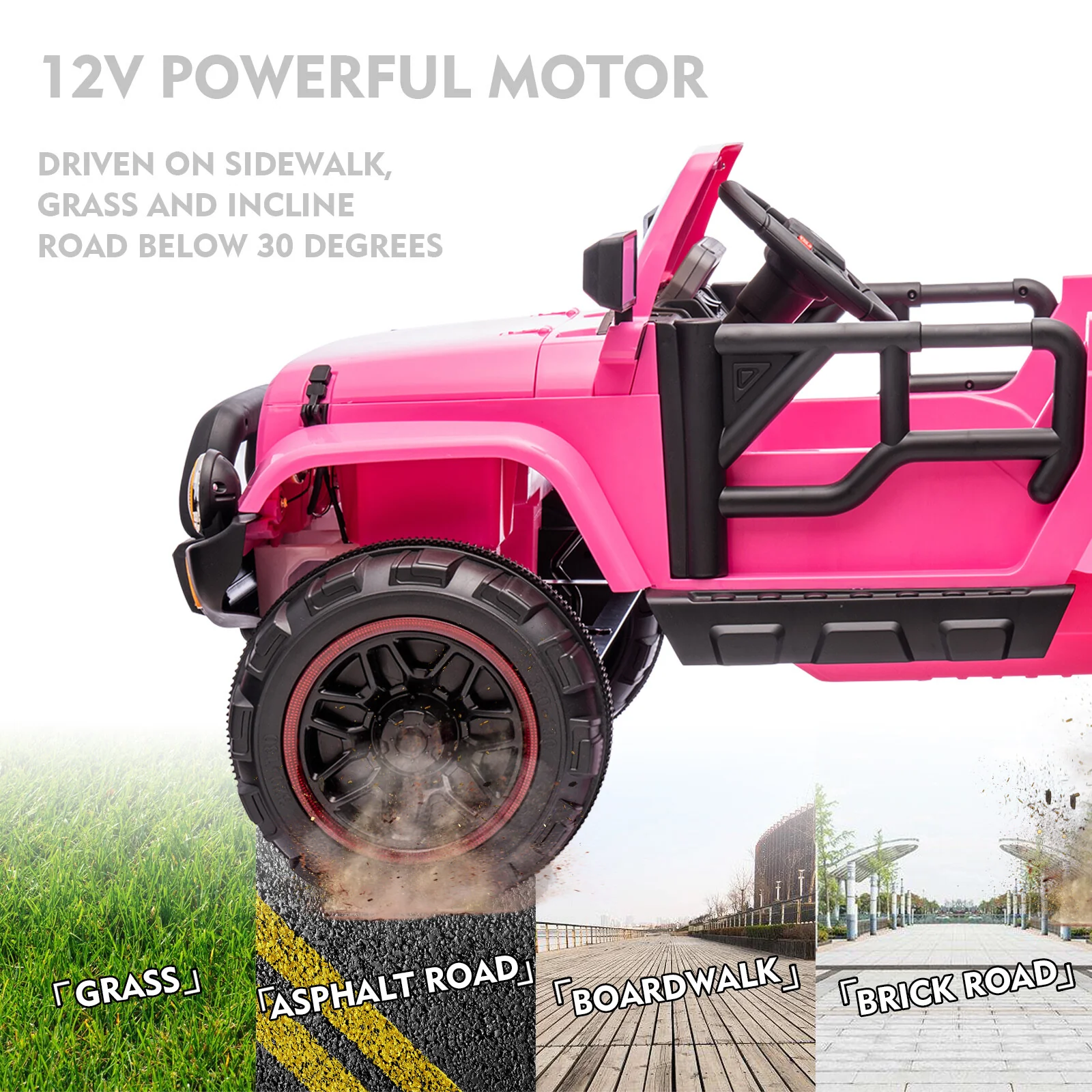 12V Pink Electric Kids Ride-On Car Toy with 3 Speeds, LED Lights, MP3 Player, and Remote Control - Image 7