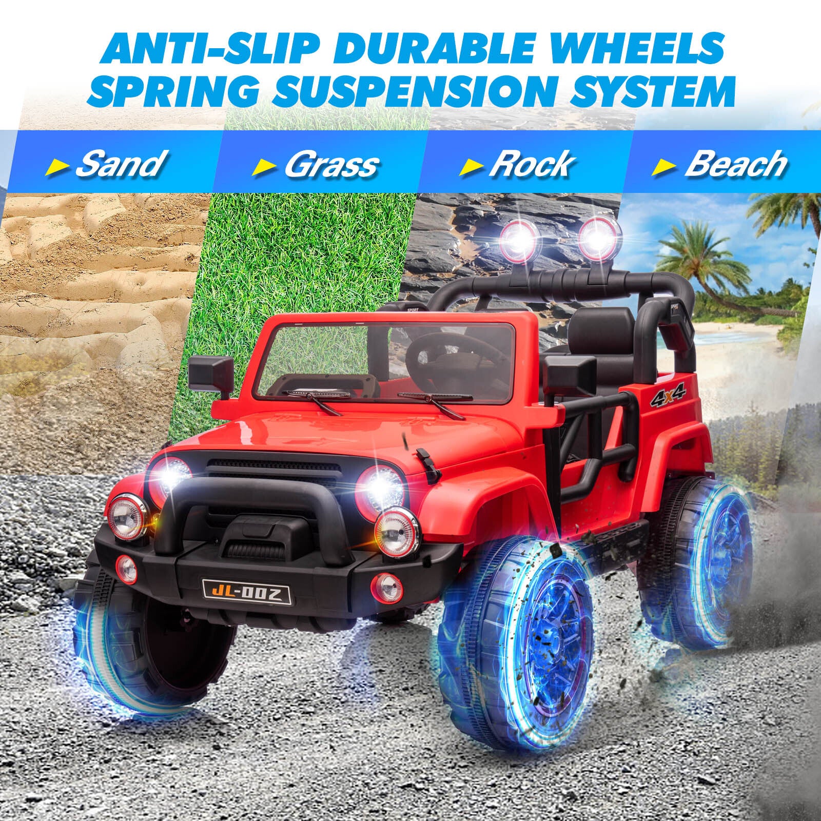 12V Red Electric Battery-Powered Kids Ride-On Truck with LED Lights, MP3, and Remote Control - Image 10