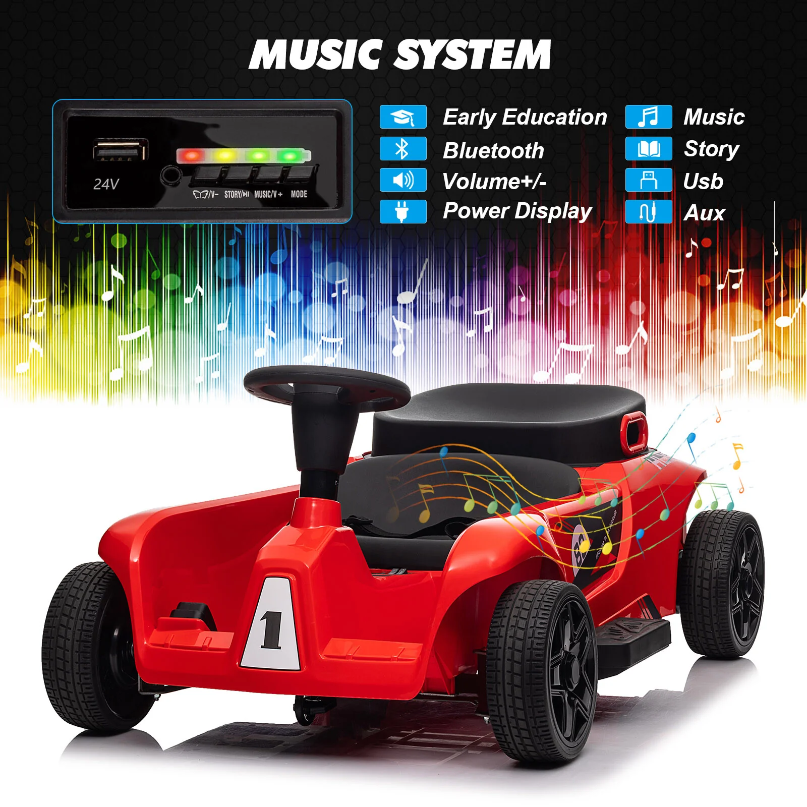 Red 24V 2-Seater Ride-On Car for Kids with Remote Control – Parent-Child Toy Gift for Boys and Girls - Image 3