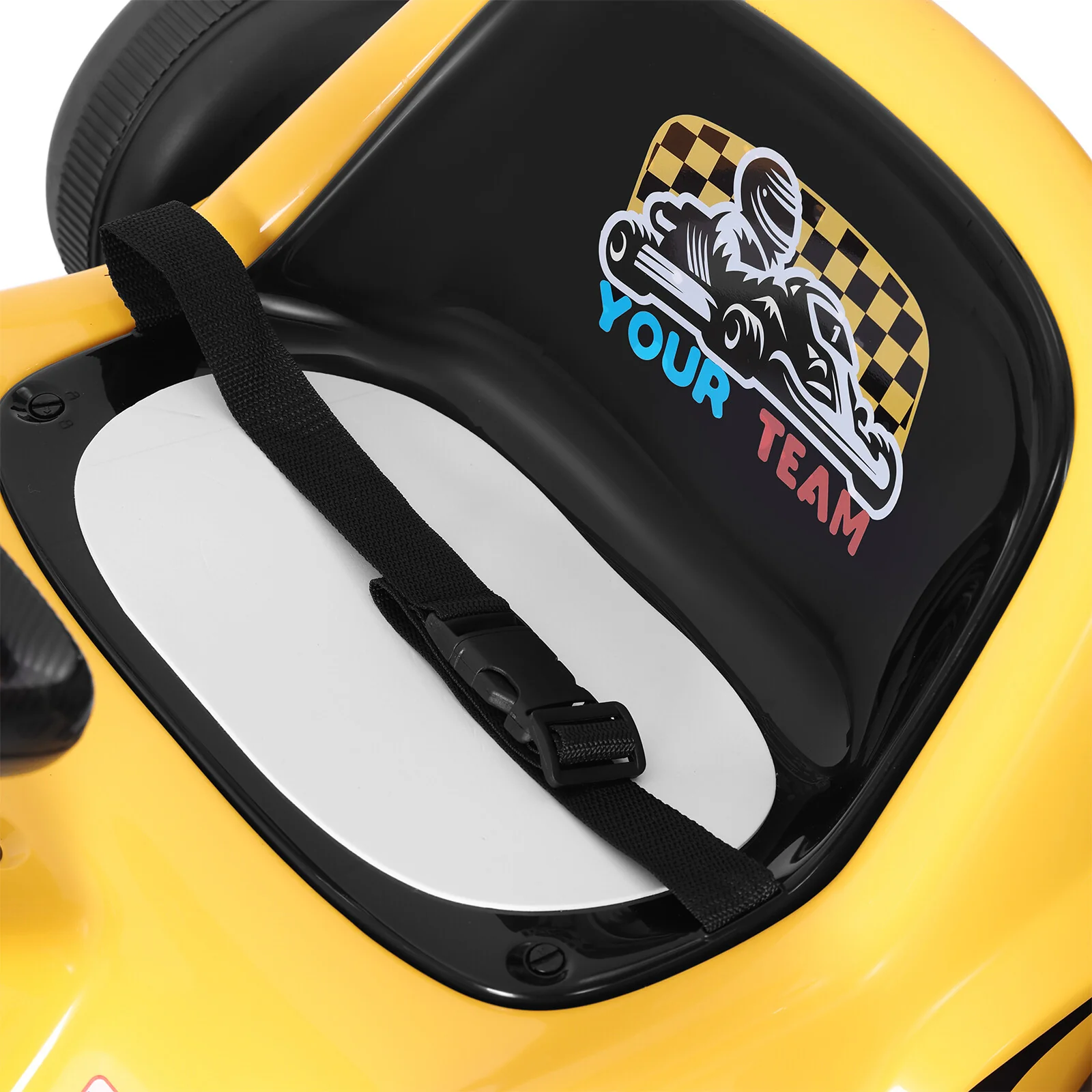 12V Yellow Kids Ride-On Go Kart Car with 3 Speeds, Bluetooth Music, and Remote Control - Image 13