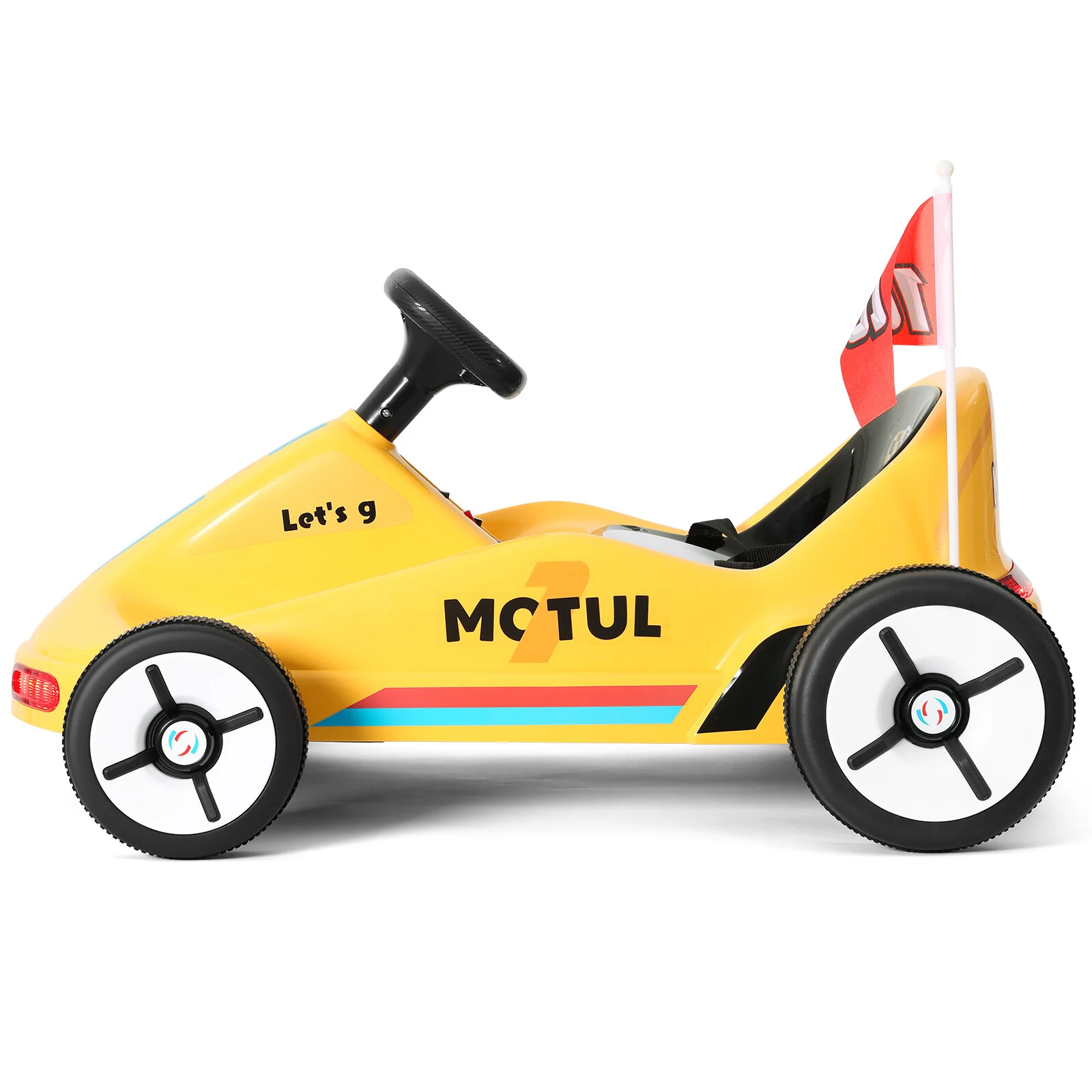 12V Yellow Kids Ride-On Go Kart Car with 3 Speeds, Bluetooth Music, and Remote Control - Image 22