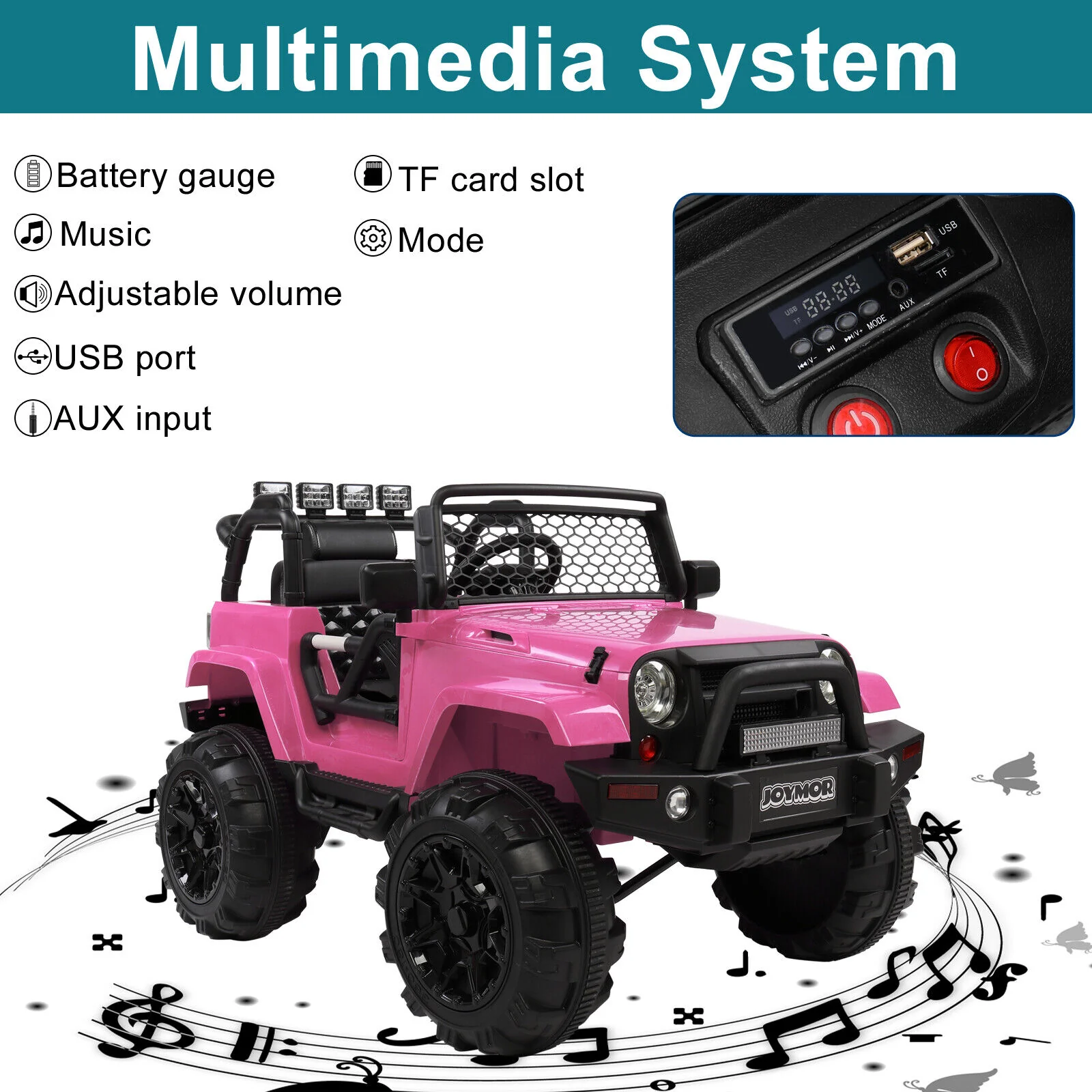 JOYMOR 12V Kids Ride on Truck with Remote Control, Spring Suspension, Music, and Horn - Image 4