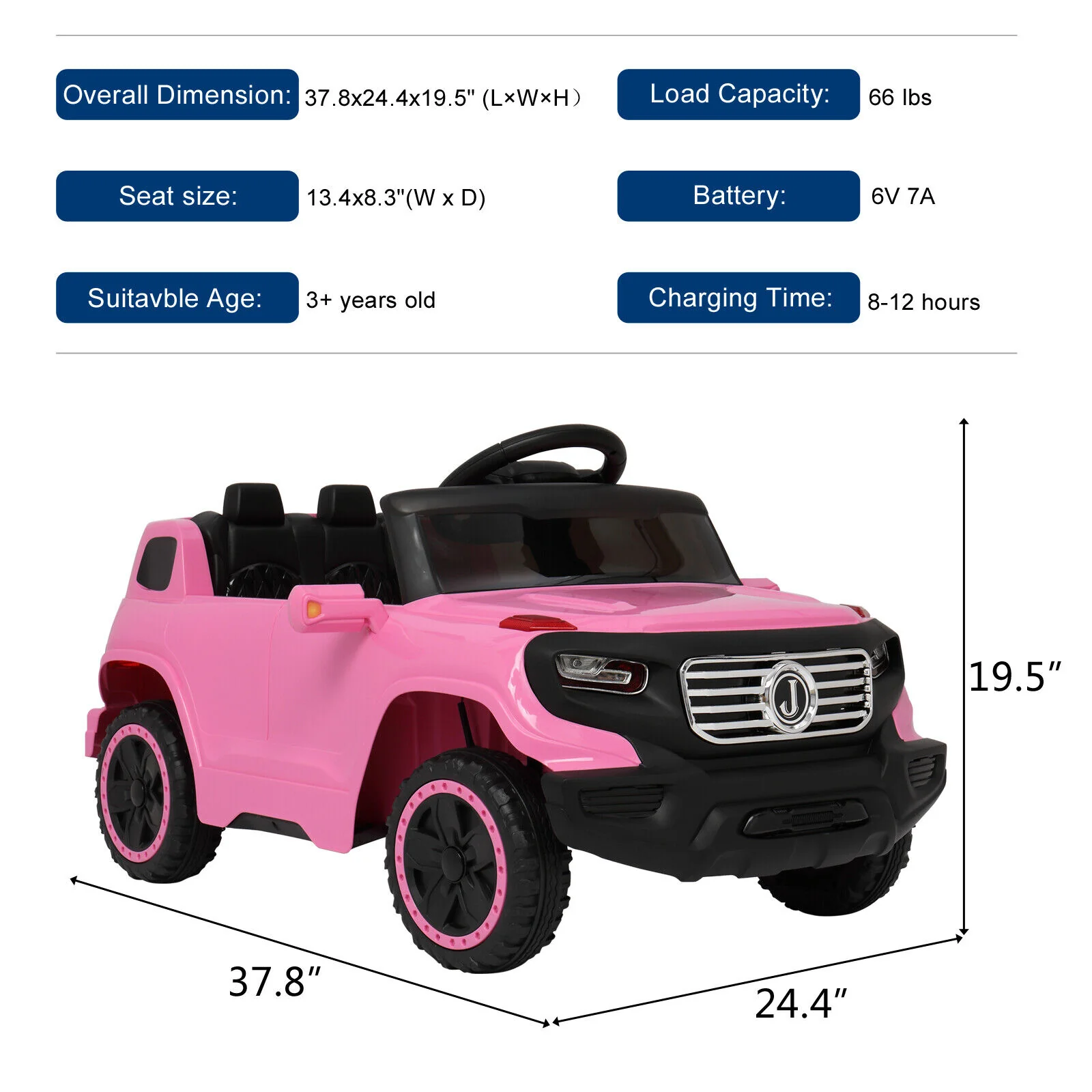 JOYMOR 6V Electric Ride-On Truck for Kids with Remote Control, Music, LED Lights, and Horn - Image 4
