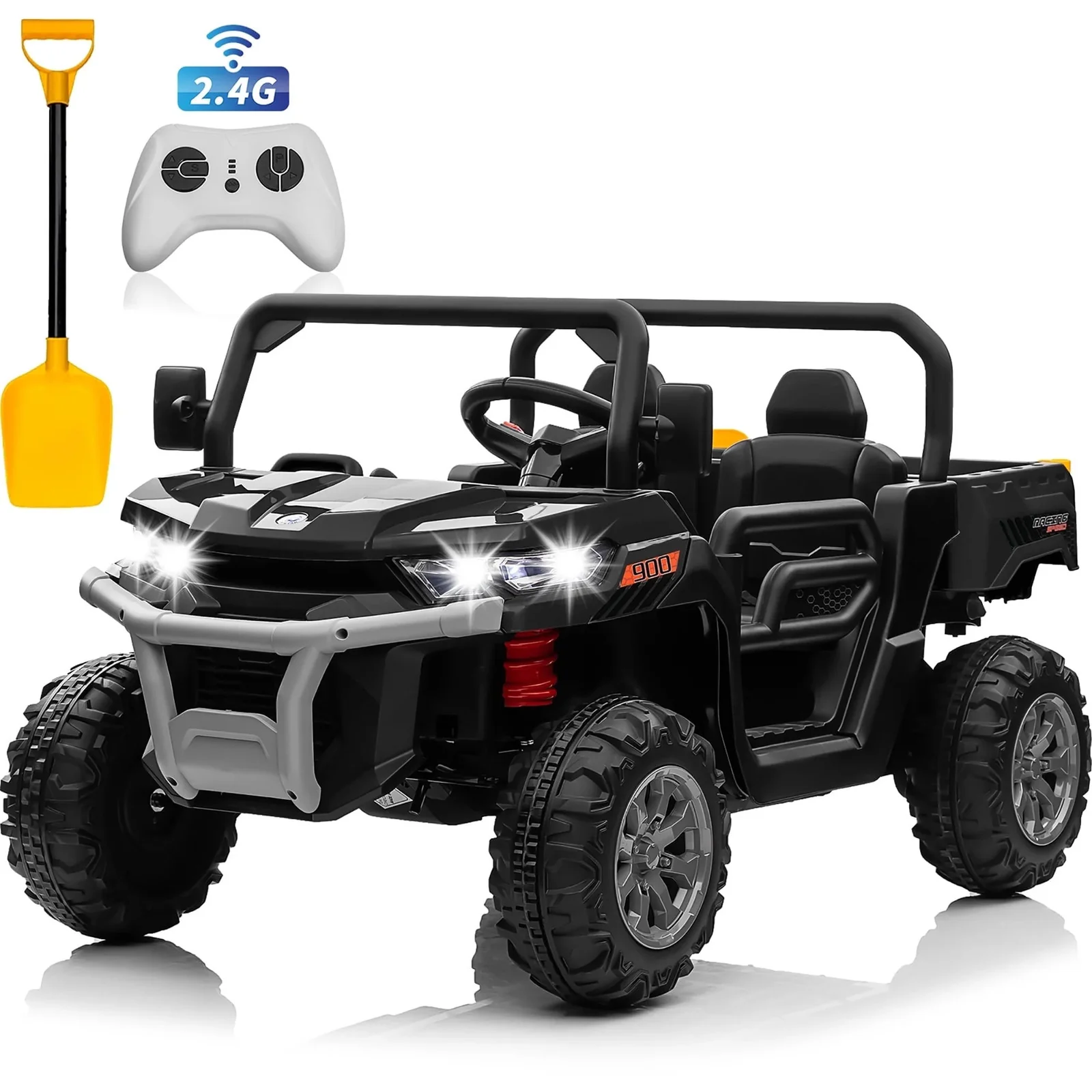 24V Green 4WD 2-Seater Ride-On Tractor with Remote Control and Trailer - Image 10
