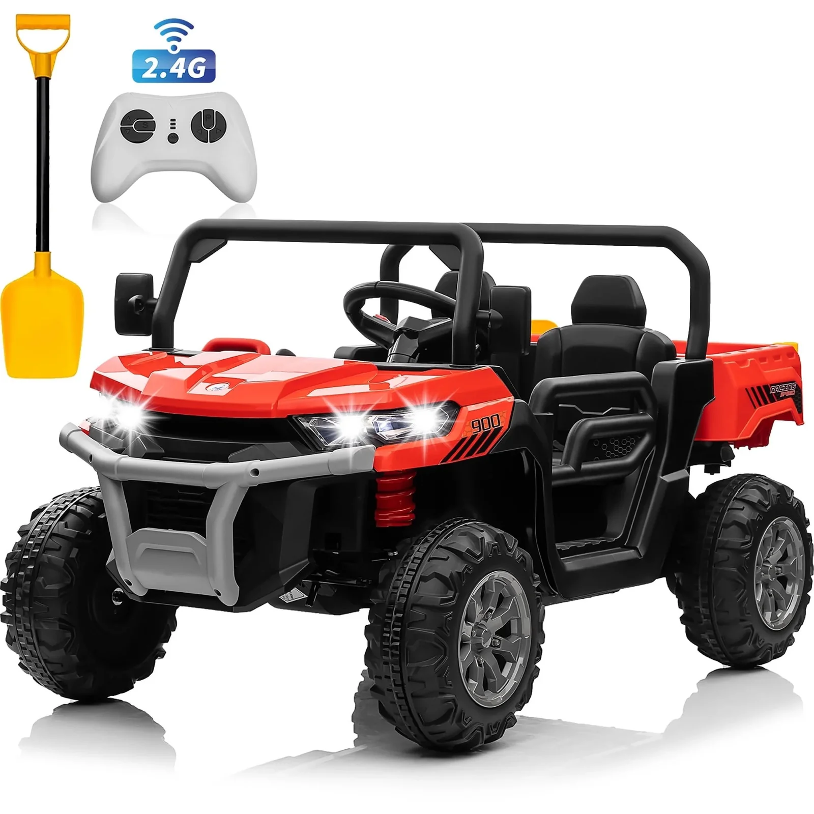 24V Green 4WD 2-Seater Ride-On Tractor with Remote Control and Trailer - Image 11