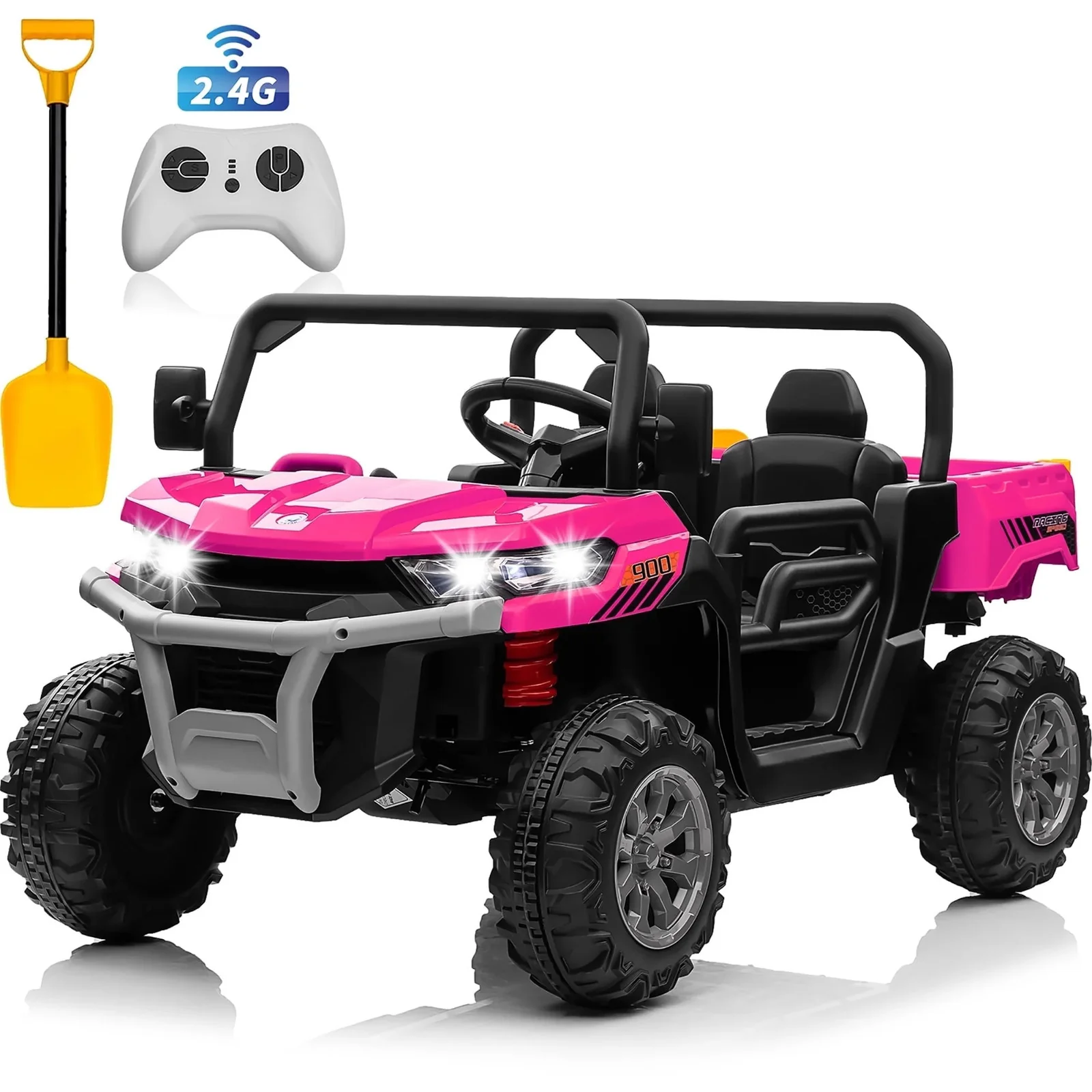 24V Green 4WD 2-Seater Ride-On Tractor with Remote Control and Trailer - Image 12