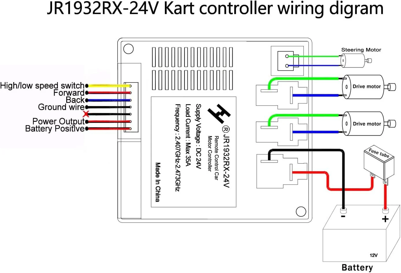 24V Power Wheels Receiver Control Box with 2.4G Remote Control System - Image 4