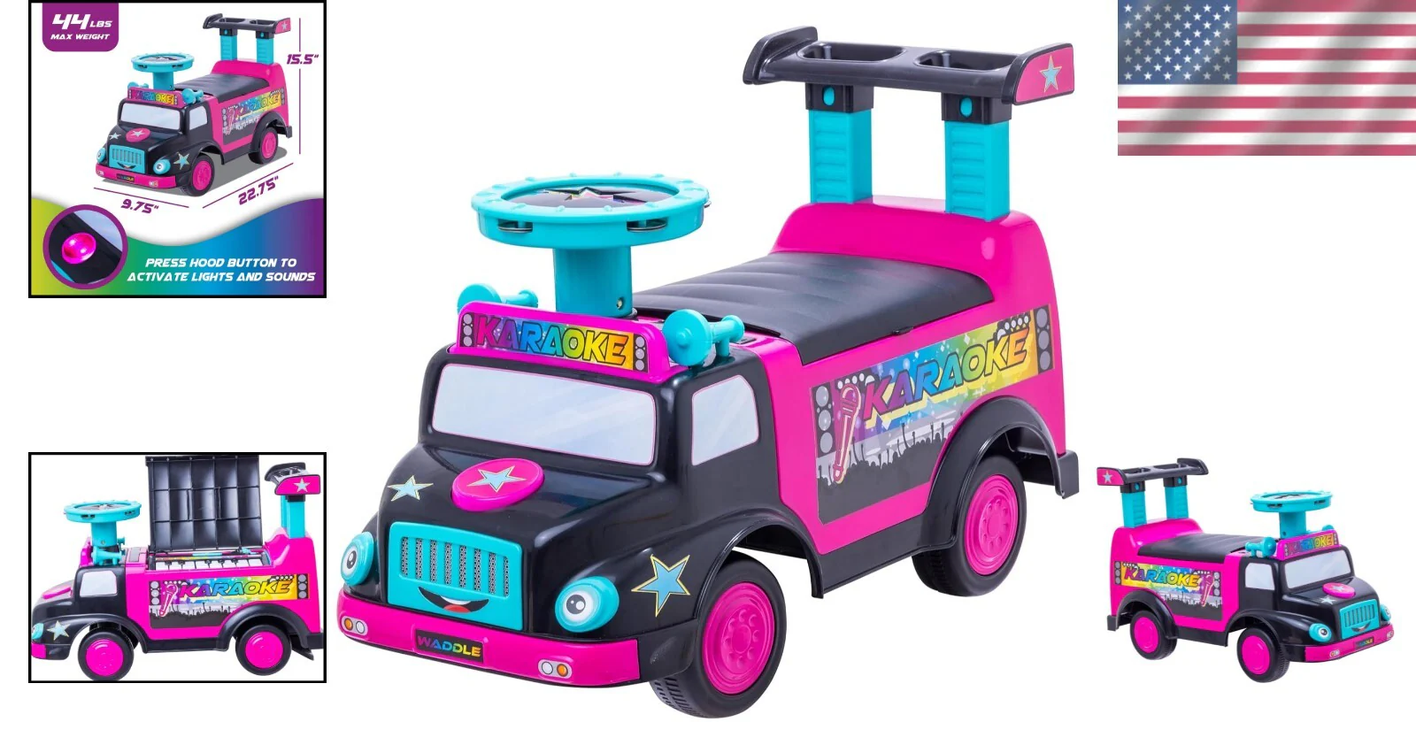 Interactive Toddler Ride-On Karaoke Party Bus Toy with Musical Instruments - Image 2