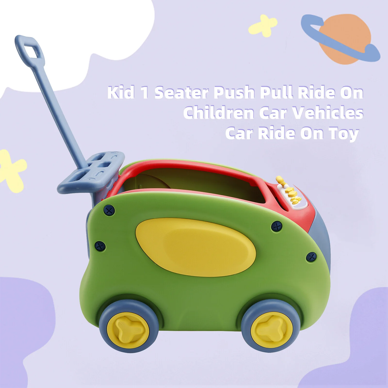 Green 1-Seater Push and Pull Ride-On Car Toy for Children - Image 15