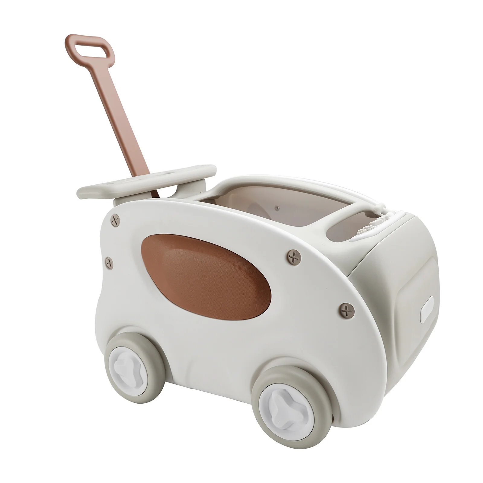 Khaki 1-Seater Push and Pull Ride-On Car Toy for Kids - Image 12