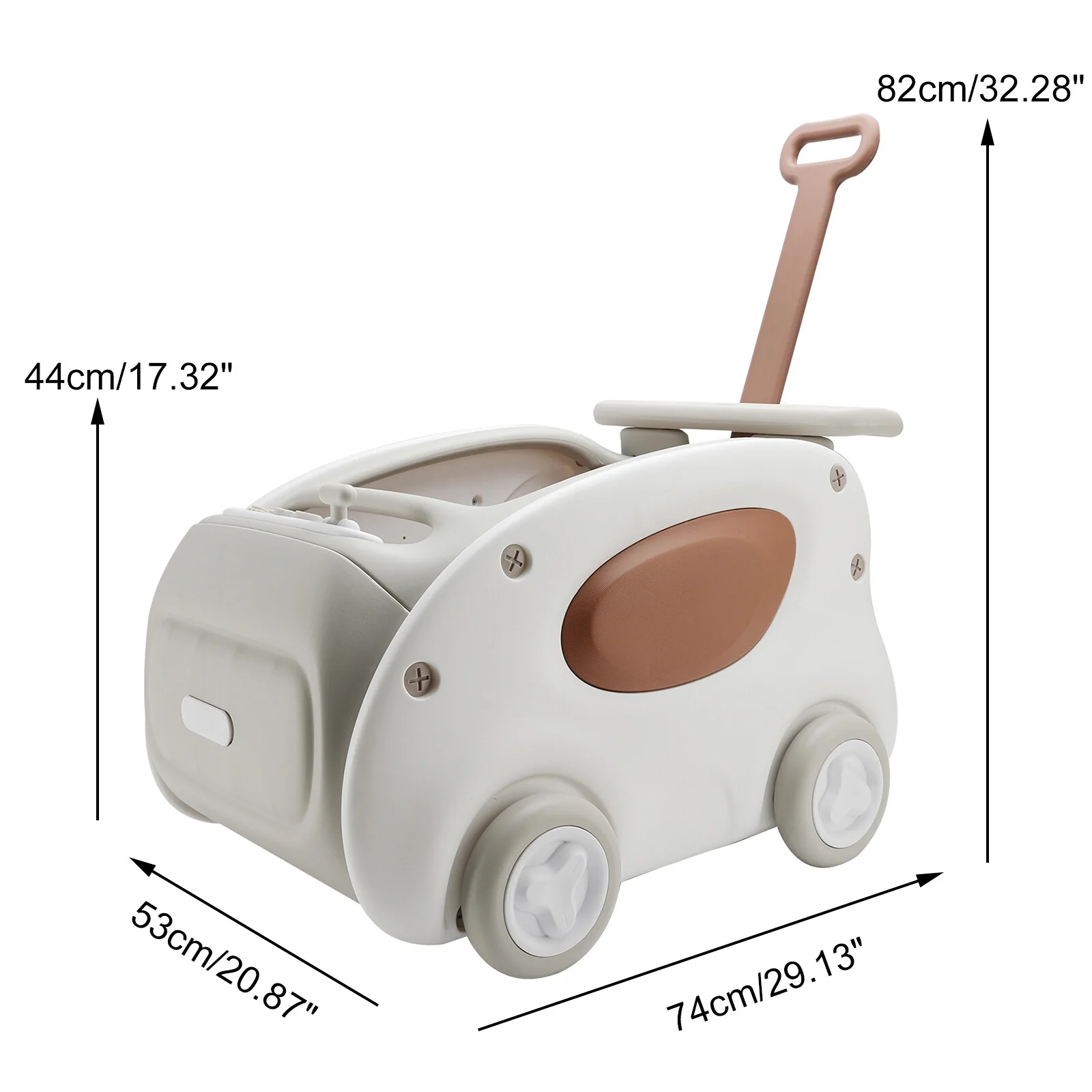 Kids 1-Seater Push and Pull Ride-On Toy Car in Khaki - Image 2