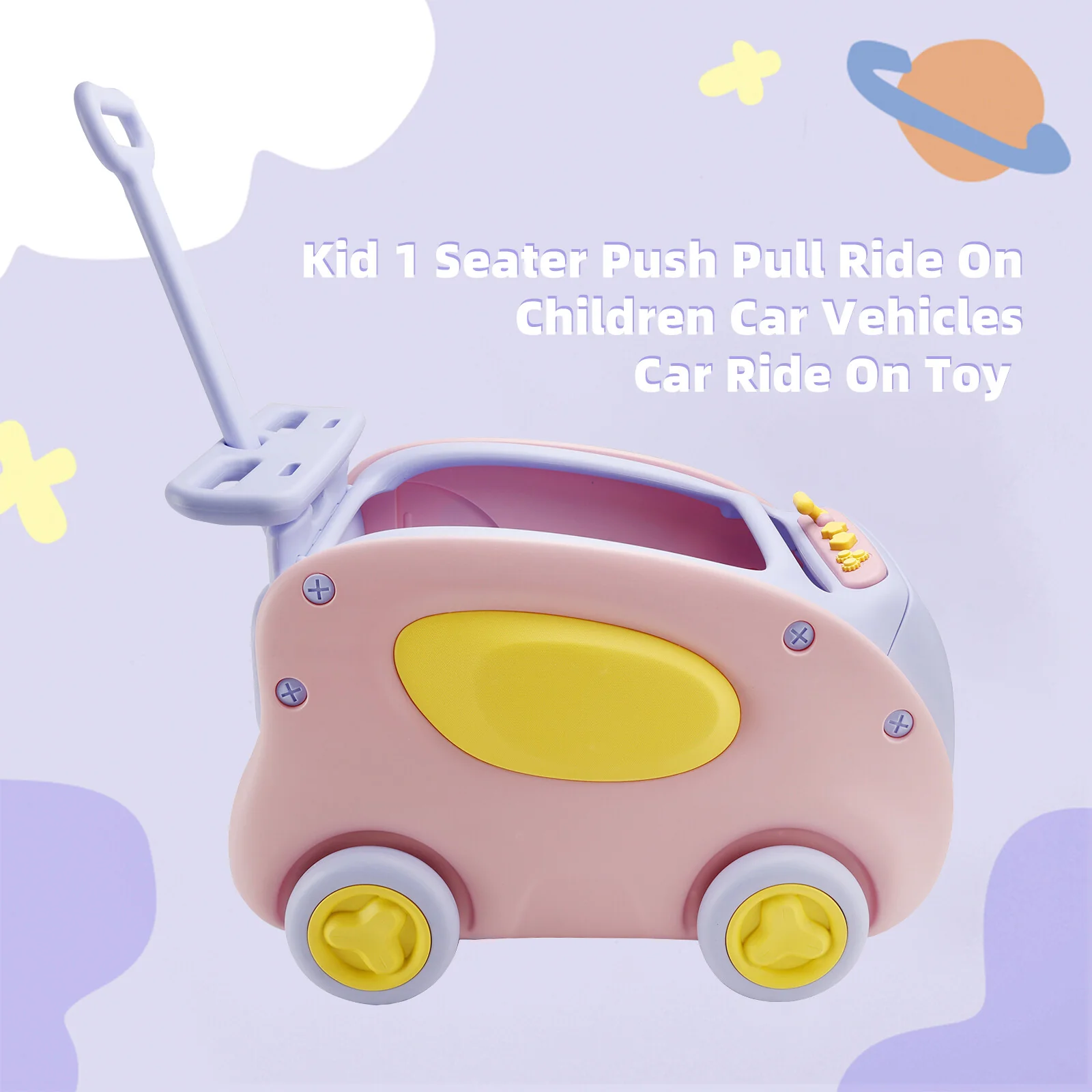 Purple 1-Seater Push and Pull Ride-On Car Toy for Children - Image 15