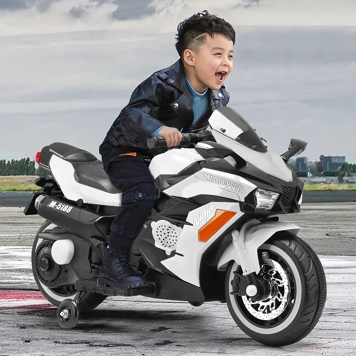 12V Battery-Powered Kids Ride-On Motorcycle with Headlight - Image 2