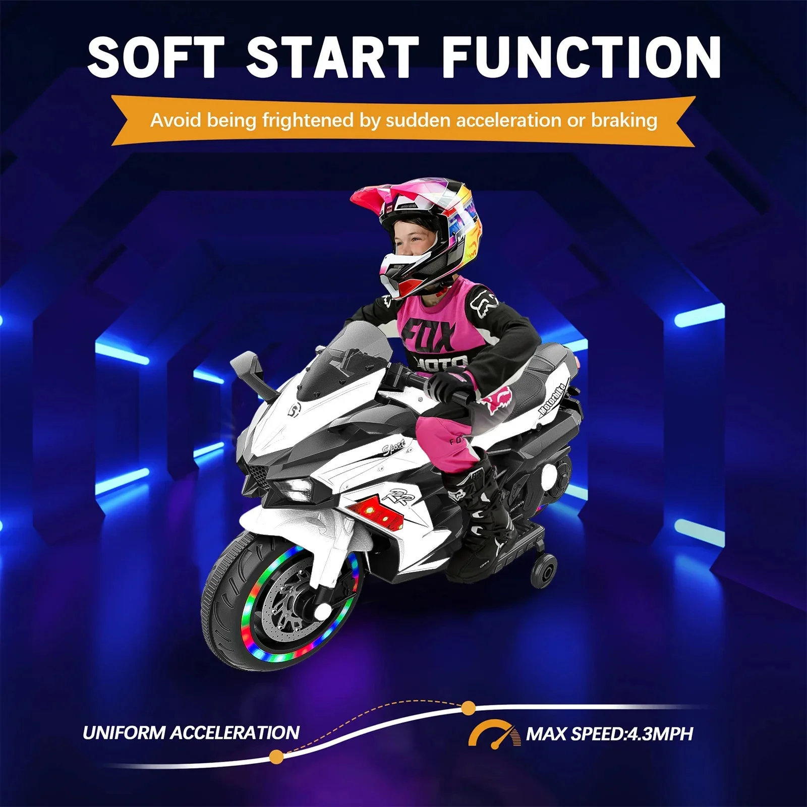 12V Battery-Powered Kids Ride-On Motorcycle with Headlight - Image 4