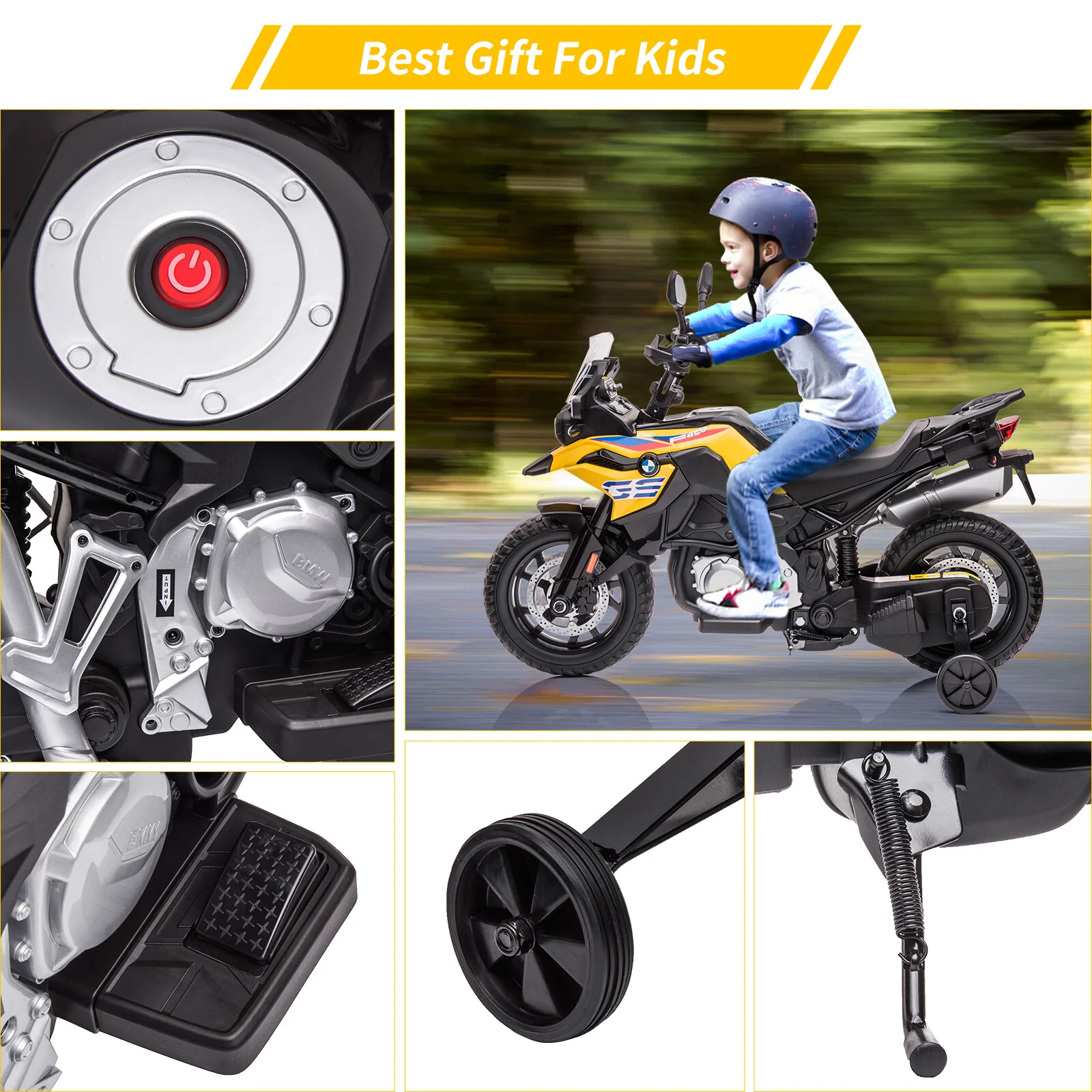 Kids Licensed BMW Motorcycle with EVA Tires, LED Lights, Spring Suspension, and Music - Image 3