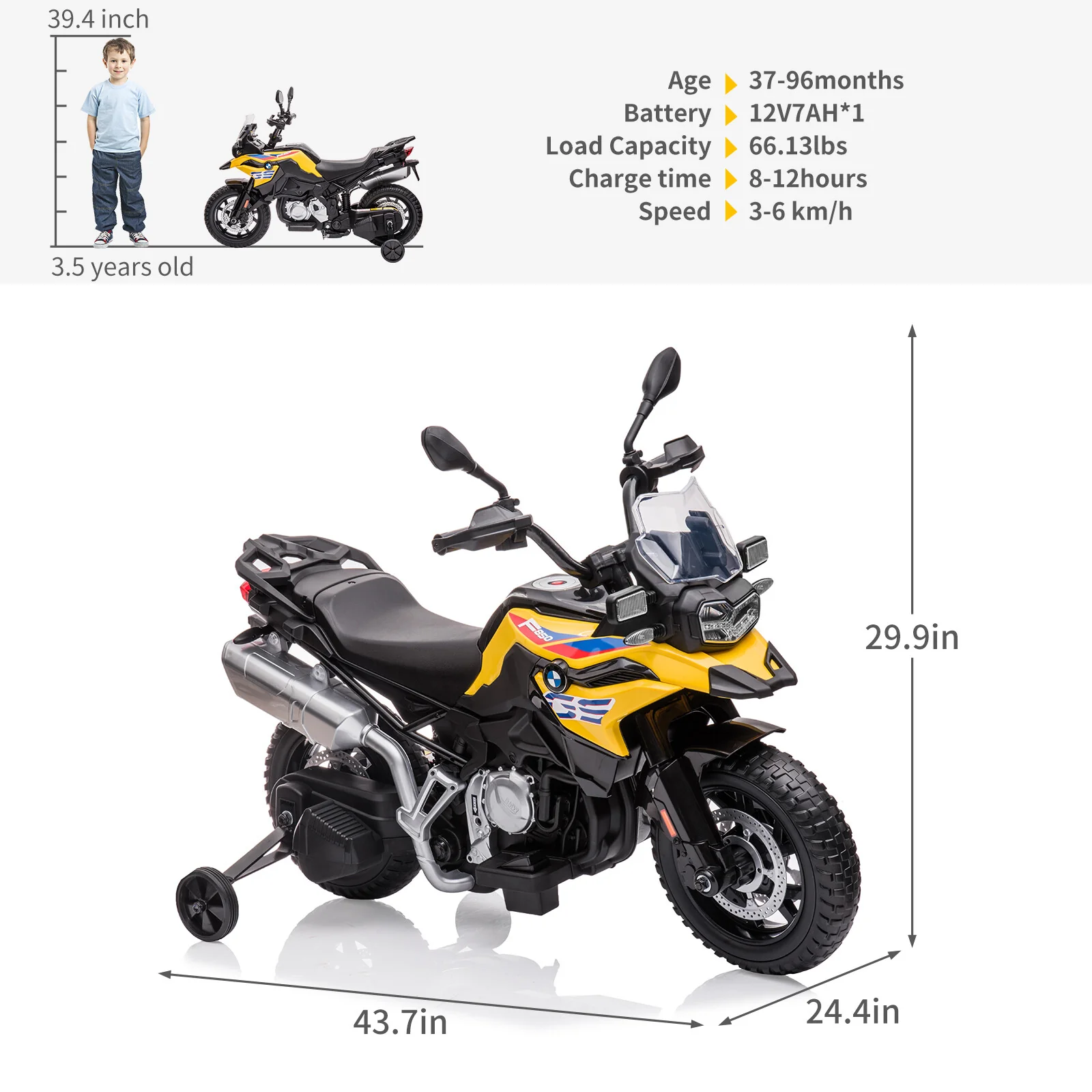 Kids Licensed BMW Motorcycle with EVA Tires, LED Lights, Spring Suspension, and Music - Image 5