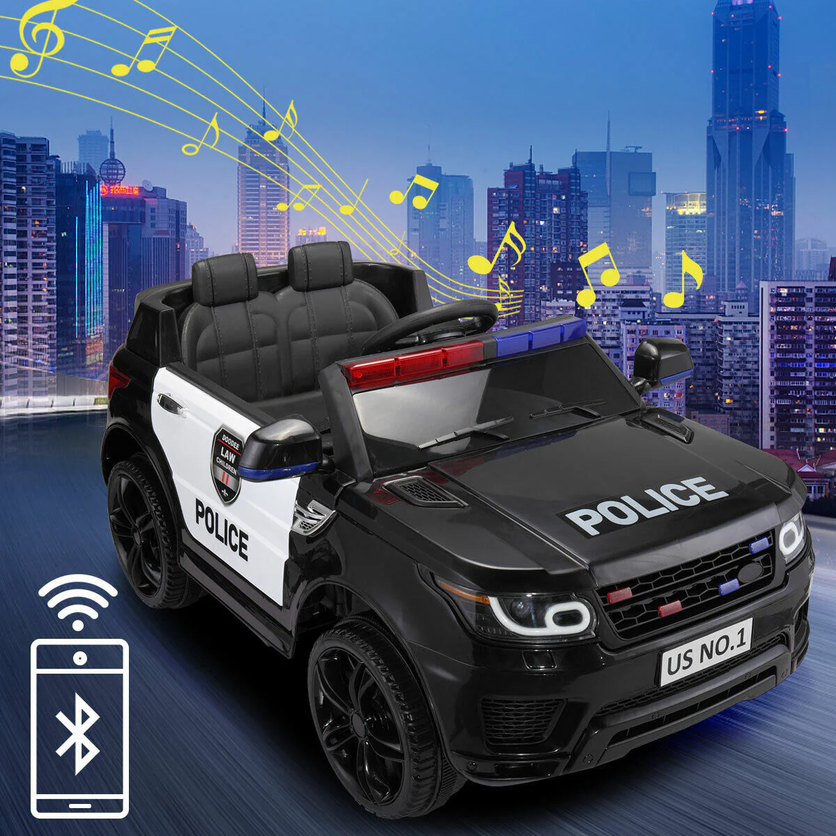 Kid Ride on Police Car with Parental Remote Control - 12V Battery Powered Electric Truck - Image 12
