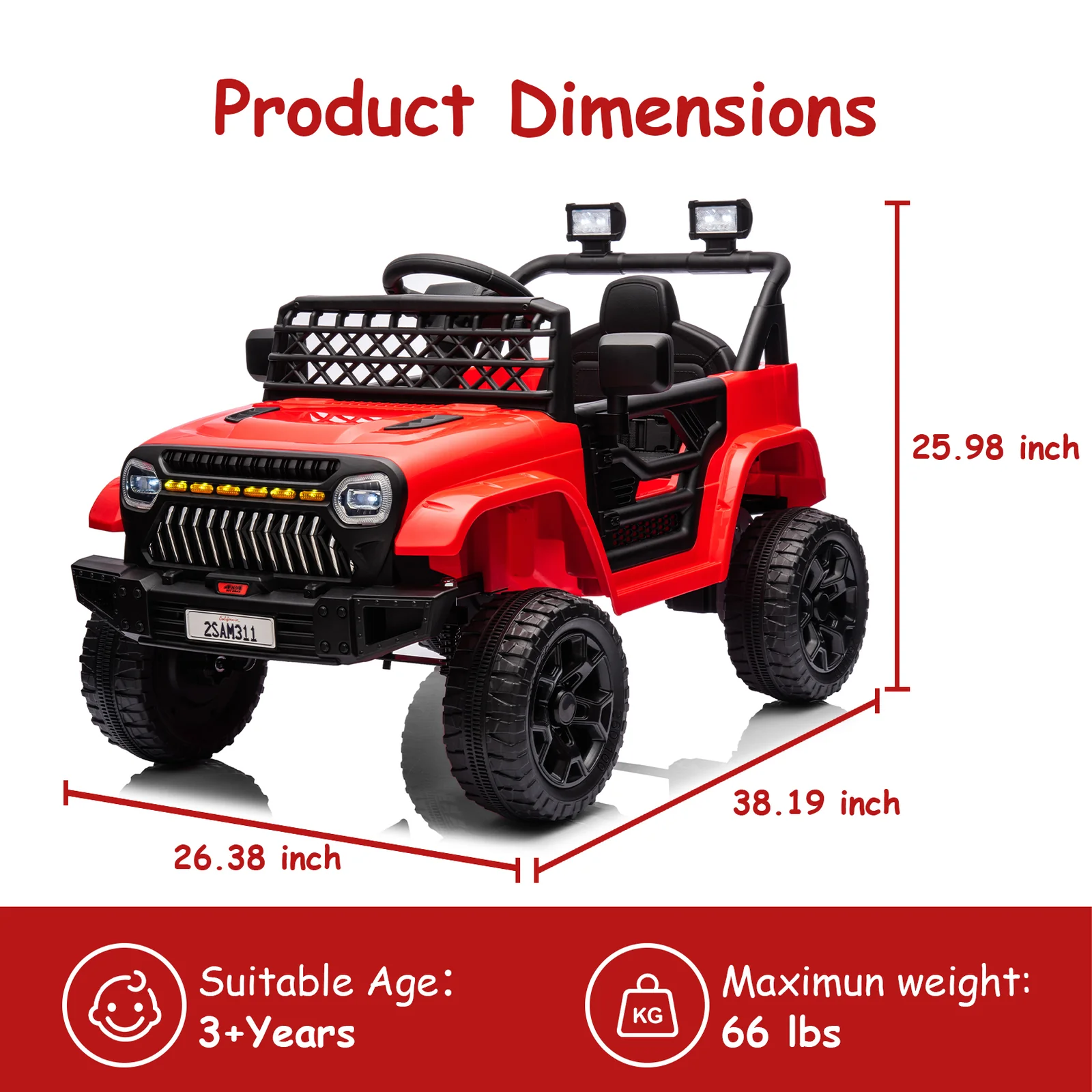 Electric Ride-On Truck for Kids with Remote Control, 4-Wheel Suspension, LED Lights, and Music - Image 4