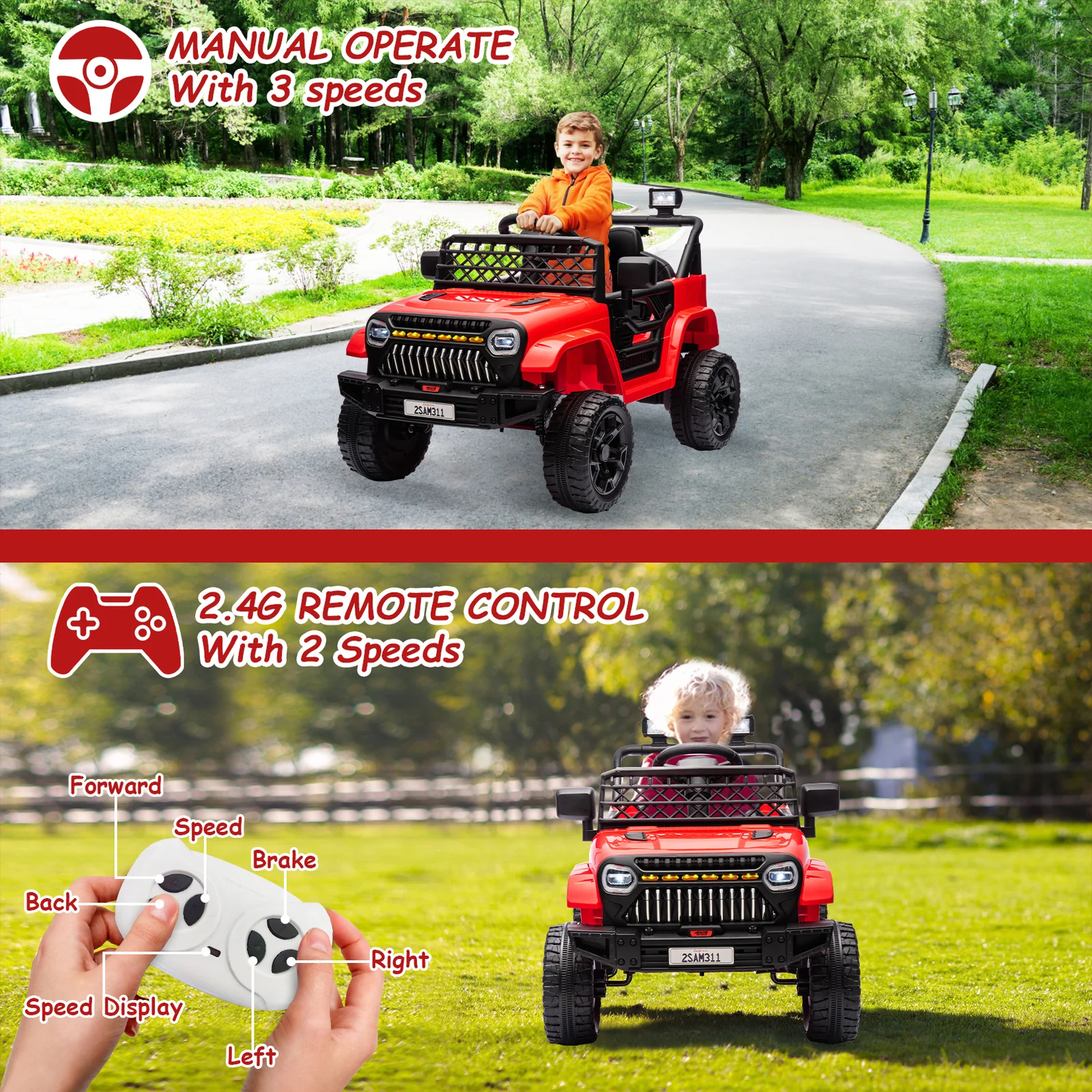 Electric Ride-On Truck for Kids with Remote Control, 4-Wheel Suspension, LED Lights, and Music - Image 6
