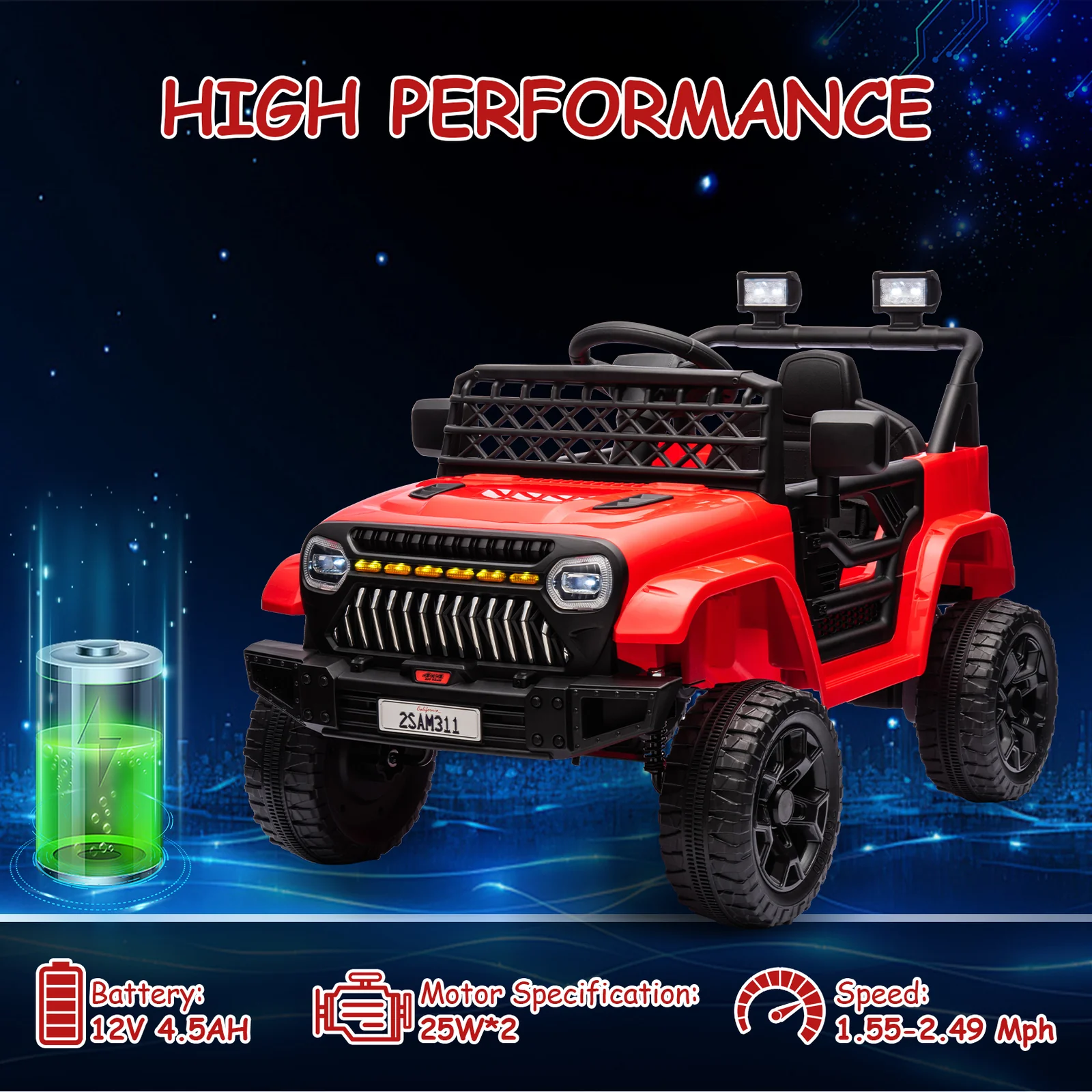 Electric Ride-On Truck for Kids with Remote Control, 4-Wheel Suspension, LED Lights, and Music - Image 7