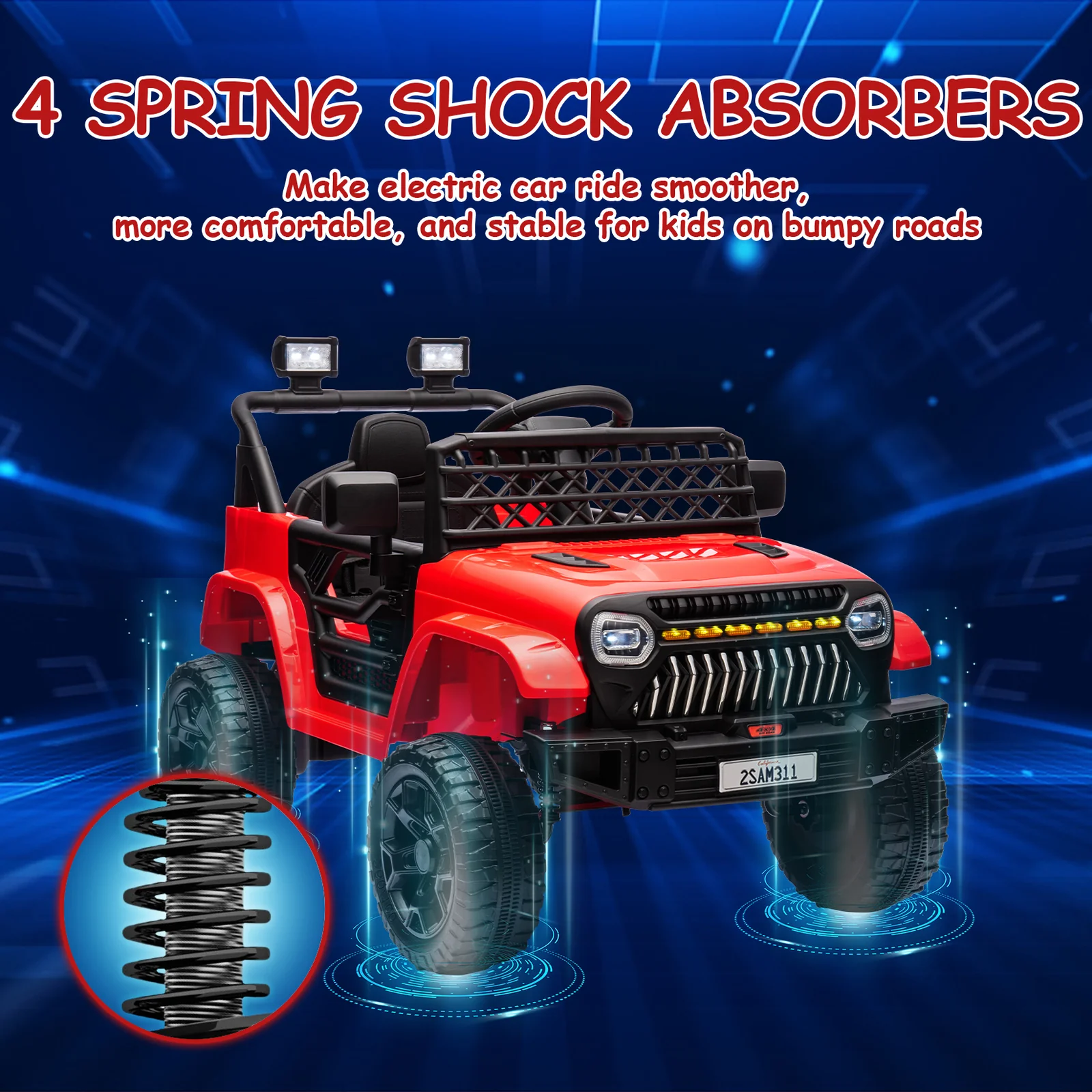 Electric Ride-On Truck for Kids with Remote Control, 4-Wheel Suspension, LED Lights, and Music - Image 8