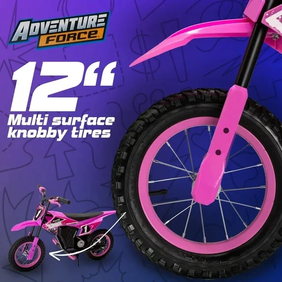 12V Electric Mini Dirt Bike Ride-On Toy for Kids Ages 5+ Pink - Image 4