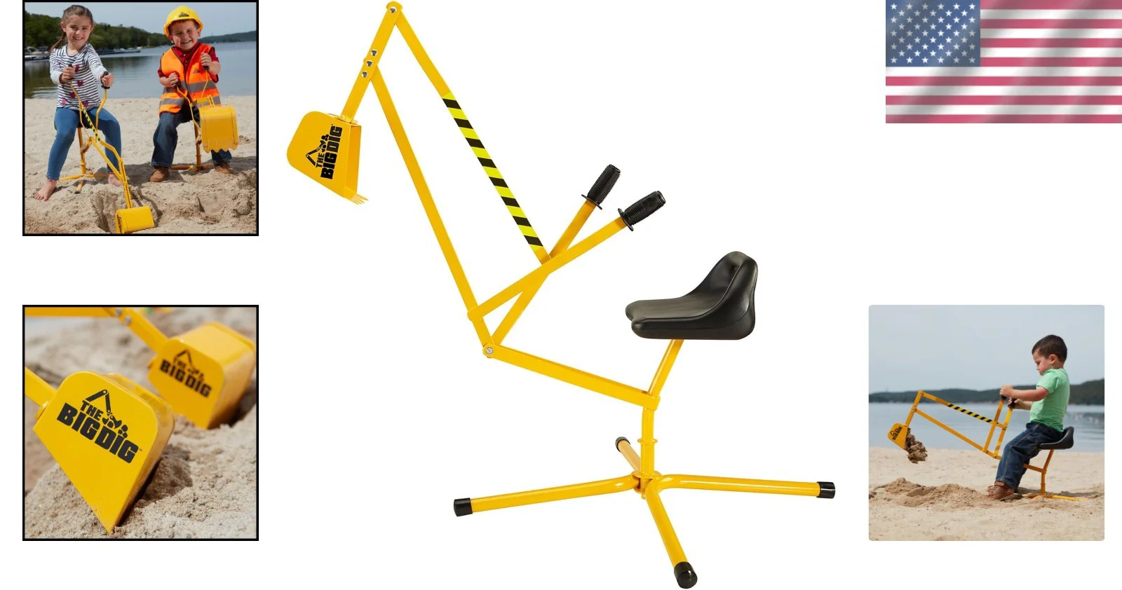 Yellow 360-Degree Rotating Excavator Toy for Kids - Image 2