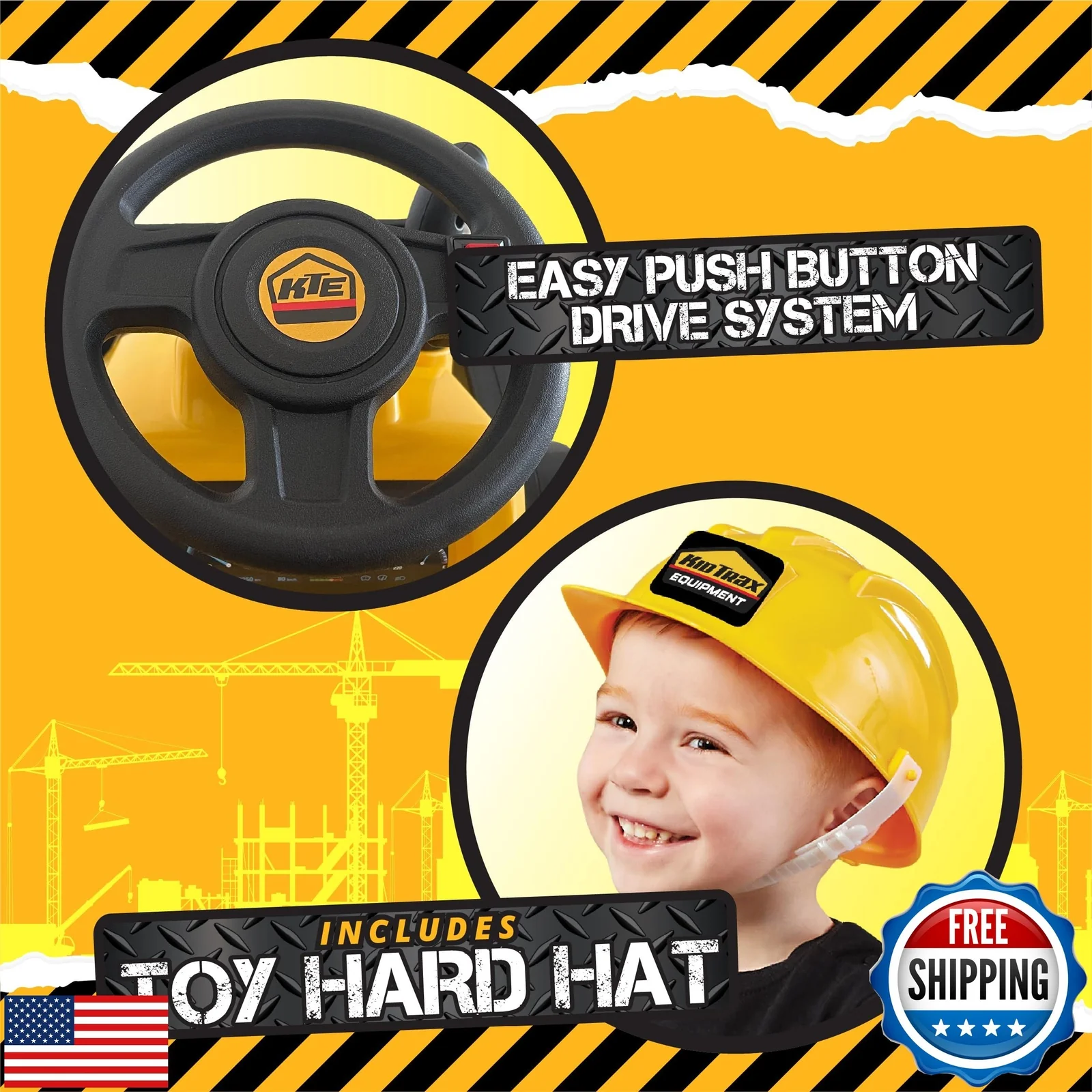6V Front Loader Ride-On Toy for Kids 18-36 Months, Supports Up to 44 lbs - Image 3